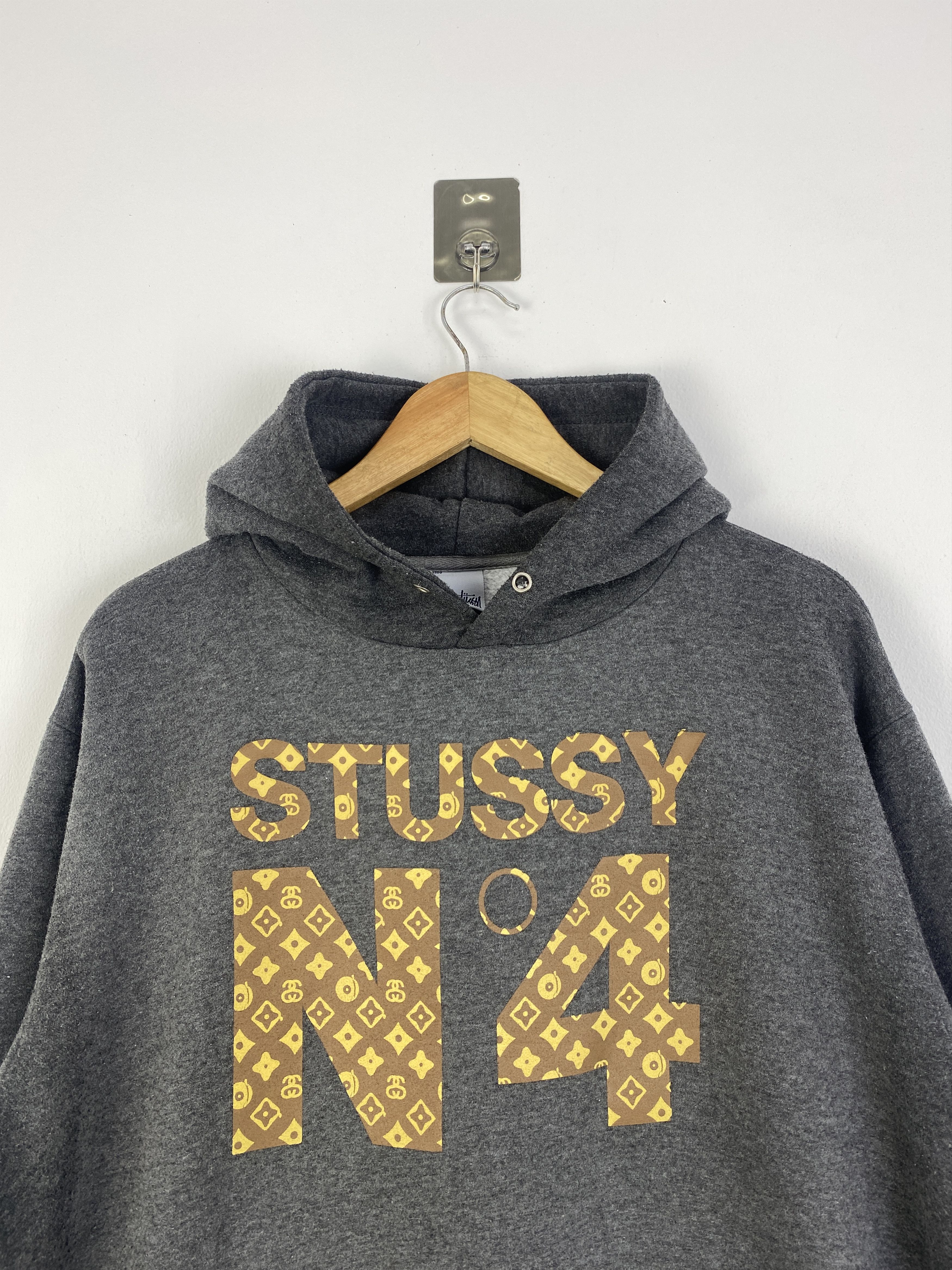 Vintage 90s Stussy N4 Spell Out Pullover Hoodie SH0006