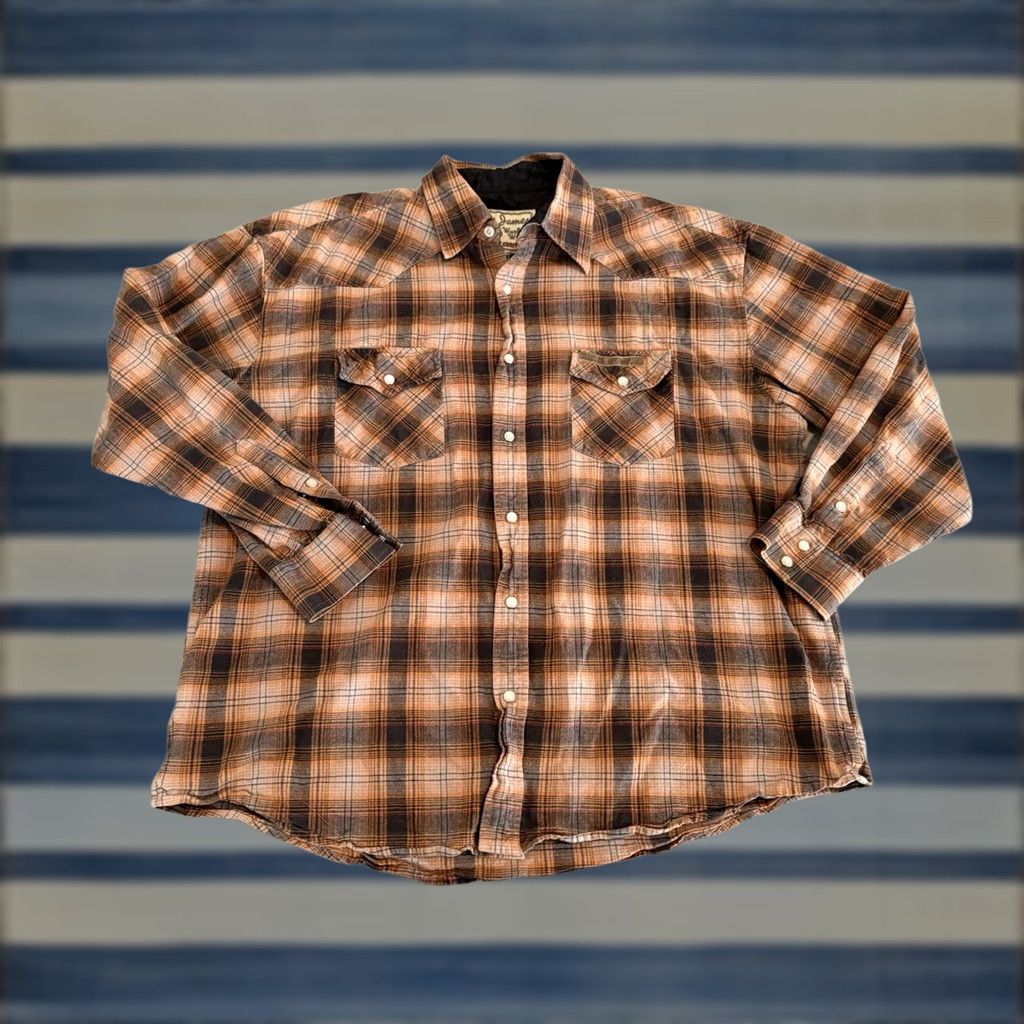 West Coast Choppers West Coast Choppers Shirt Mens XL Orange Plaid Long Sleeve Button-Up Work Wear Flannel 90s Theme Motorcycle Western Size US XL / EU 56 / 4 - 1 Thumbnail