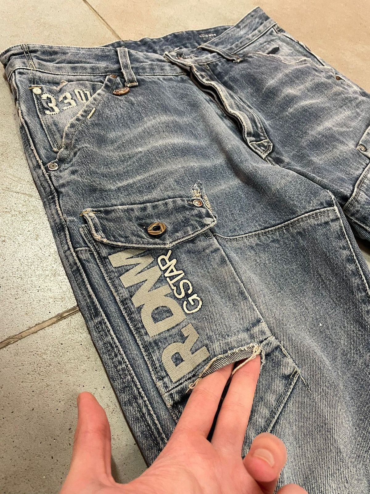 G-Star Vintage G Star Raw Cargo Jeans Distressed Denim Size US 32 / EU 48 - 5 Thumbnail