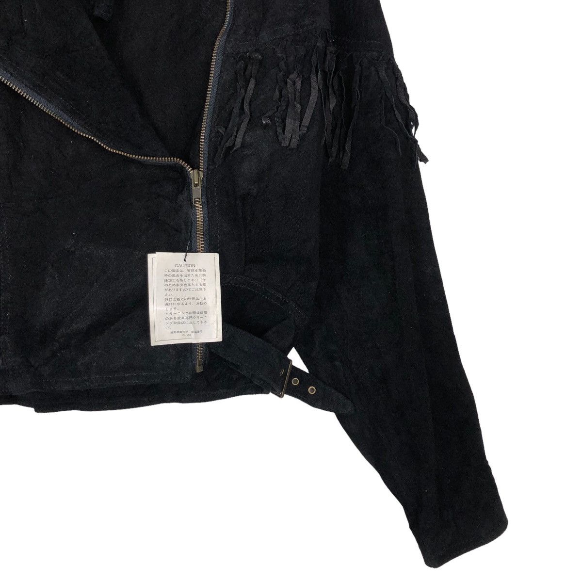 Genuine Leather 🔥Rich Black Biker Jacket Asymmetric Zipper Unsetsu Kapital Size US M / EU 48-50 / 2 - 5 Thumbnail