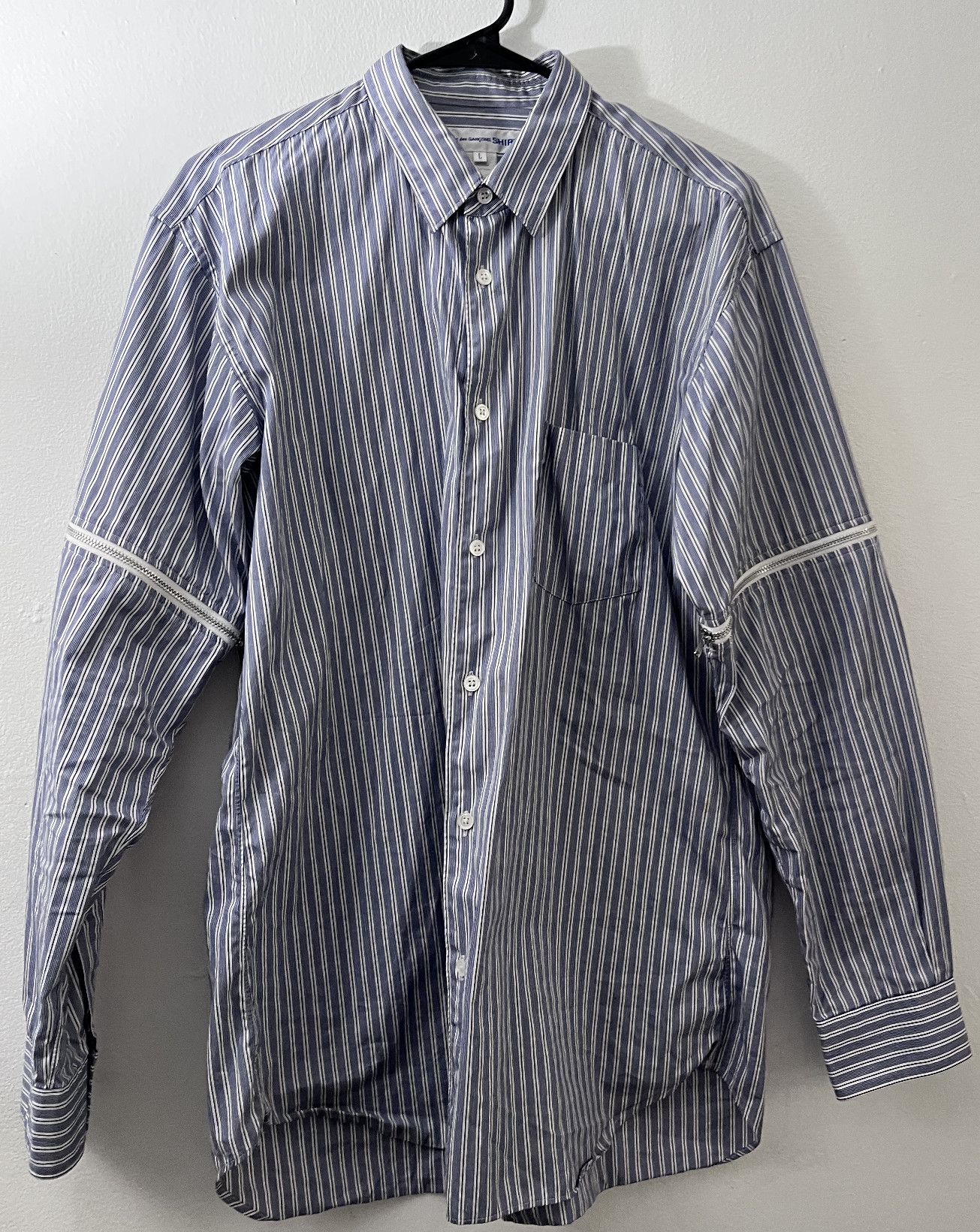 Comme des Garcons SHIRT COMME des GARÇONS Shirt Zip-Off Sleeve Stripe Button-Up Size US L / EU 52-54 / 3 - 2 Thumbnail