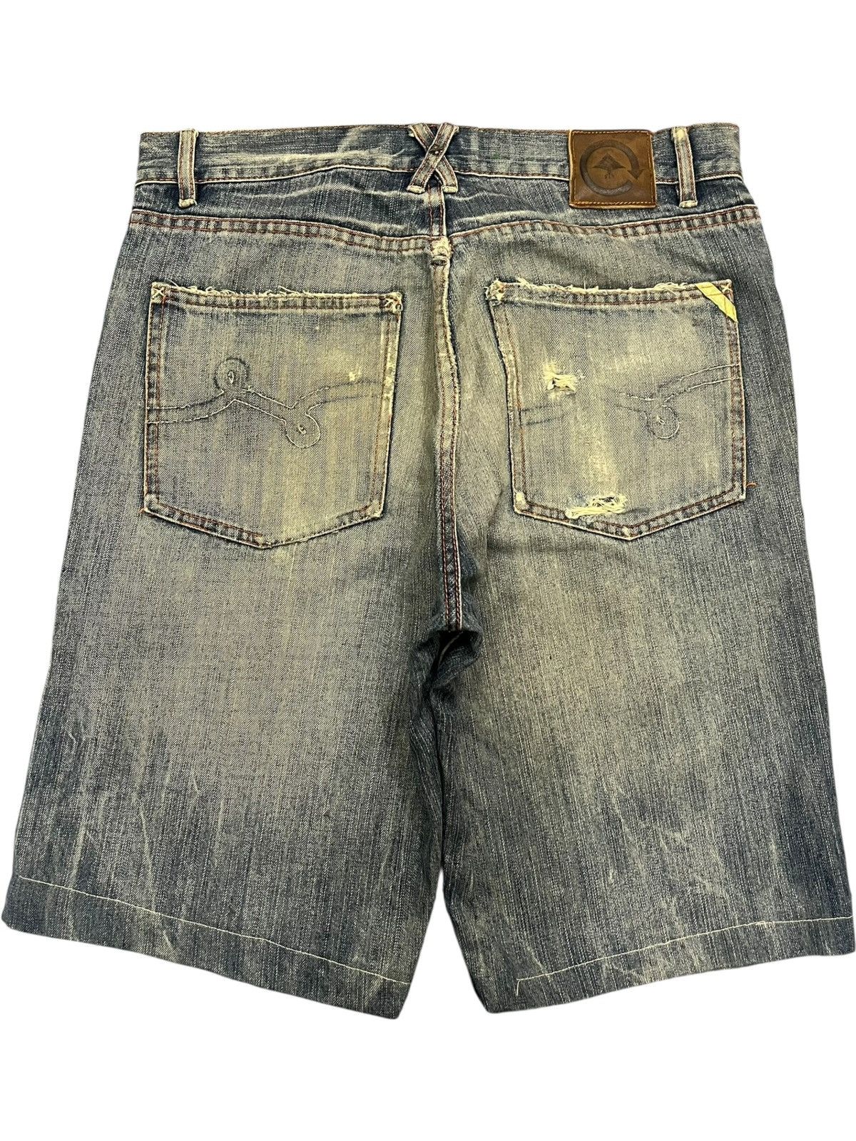 LRG Vintage Japanese Brand Mud Wash Distress Jean Shorts Size US 34 / EU 50 - 2 Thumbnail