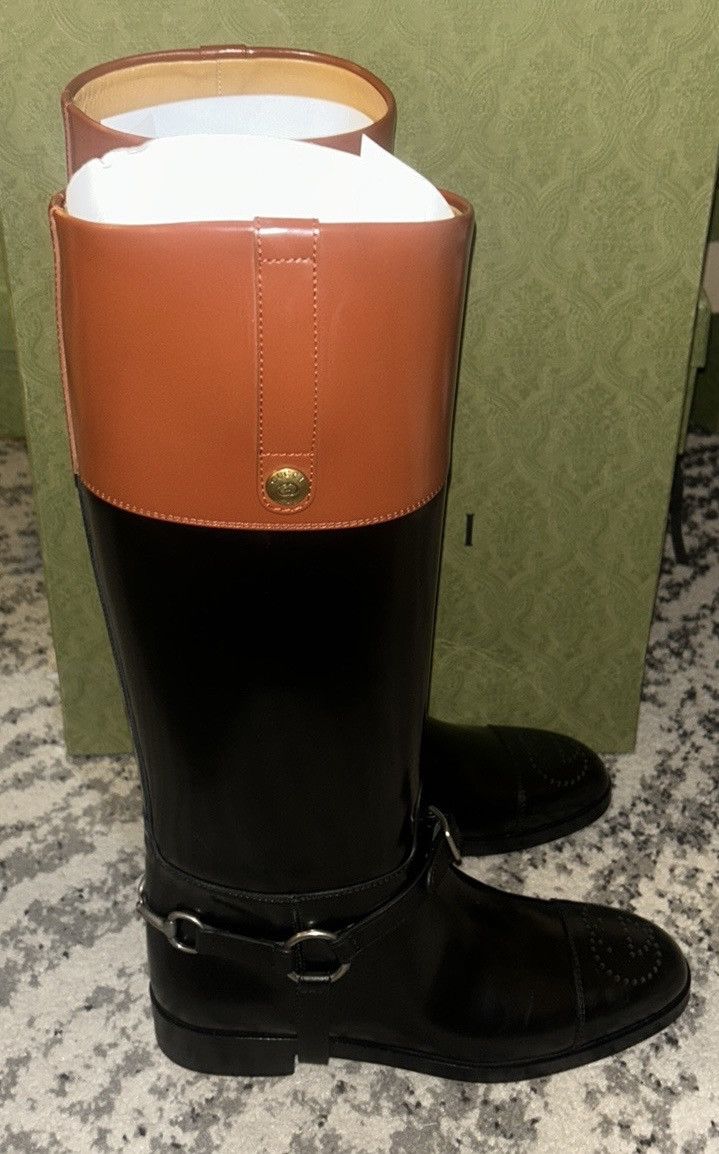 Gucci Gucci Calfskin Zelda Harness Riding Boots Black Amber Size US 9.5 / IT 39.5 - 2 Thumbnail