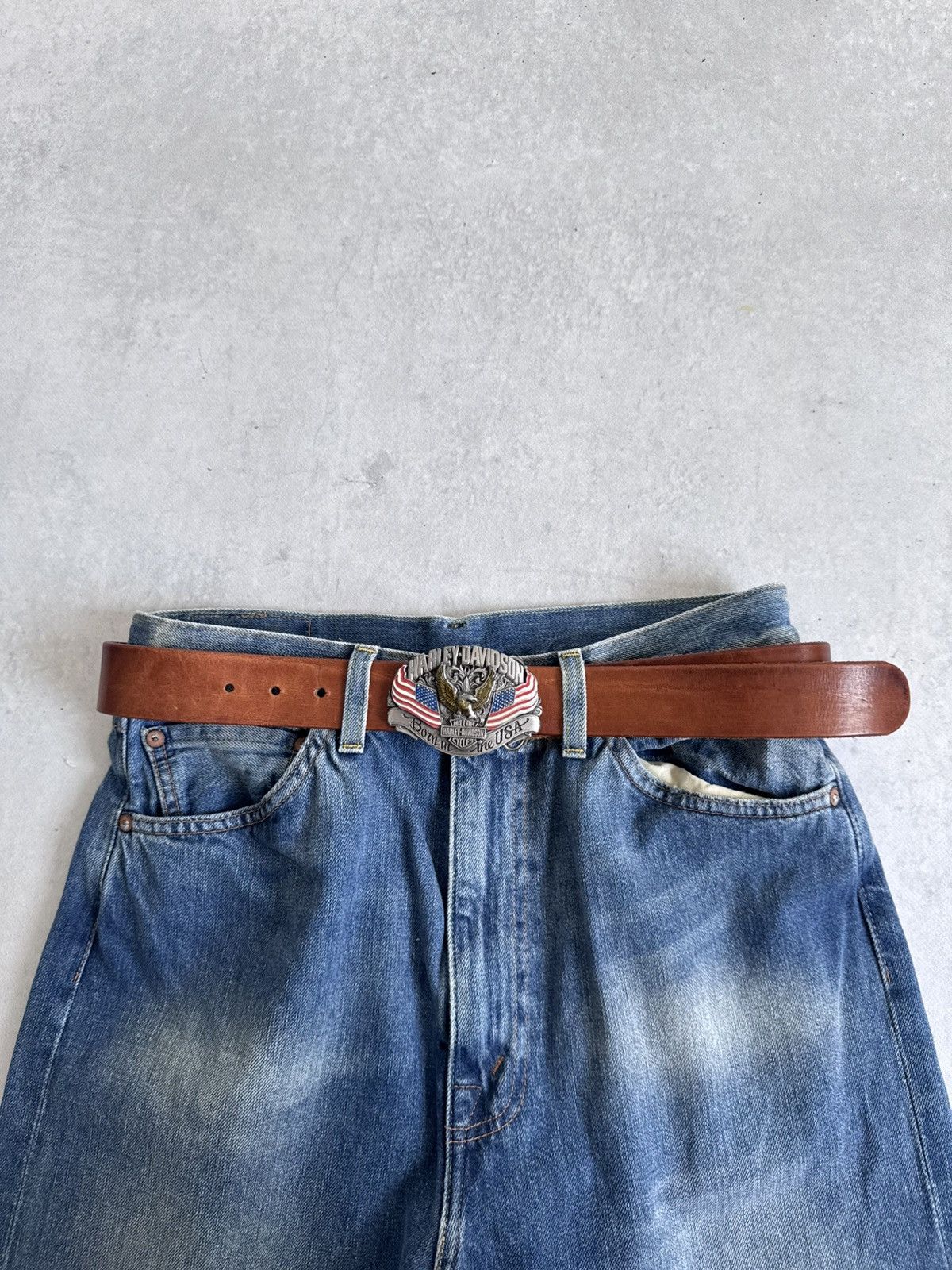 Harley Davidson Vintage Harley Davidson Leather Archive Metal Belt Moto USA Size ONE SIZE - 1 Thumbnail