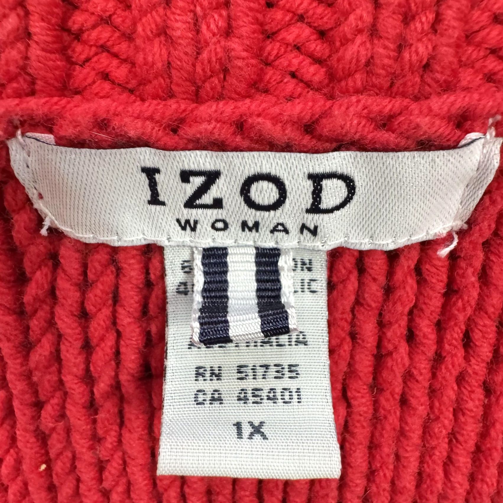 Izod VINTAGE IZOD Sweater Womens 1X Chunky Knit Snap Front Preppy Layering Grandpa Americana Size XL / US 12-14 / IT 48-50 - 5 Thumbnail