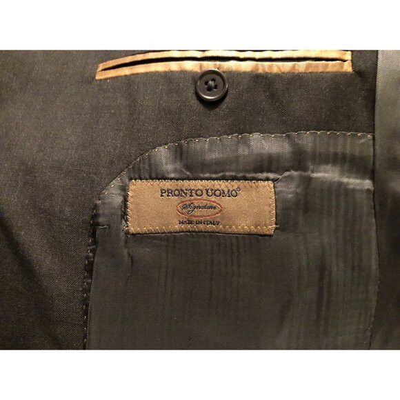 Pronto Uomo pronto uomo men's 100%wool 2pc suit size: 43R pants: 38/29 Size 42R - 9 Thumbnail