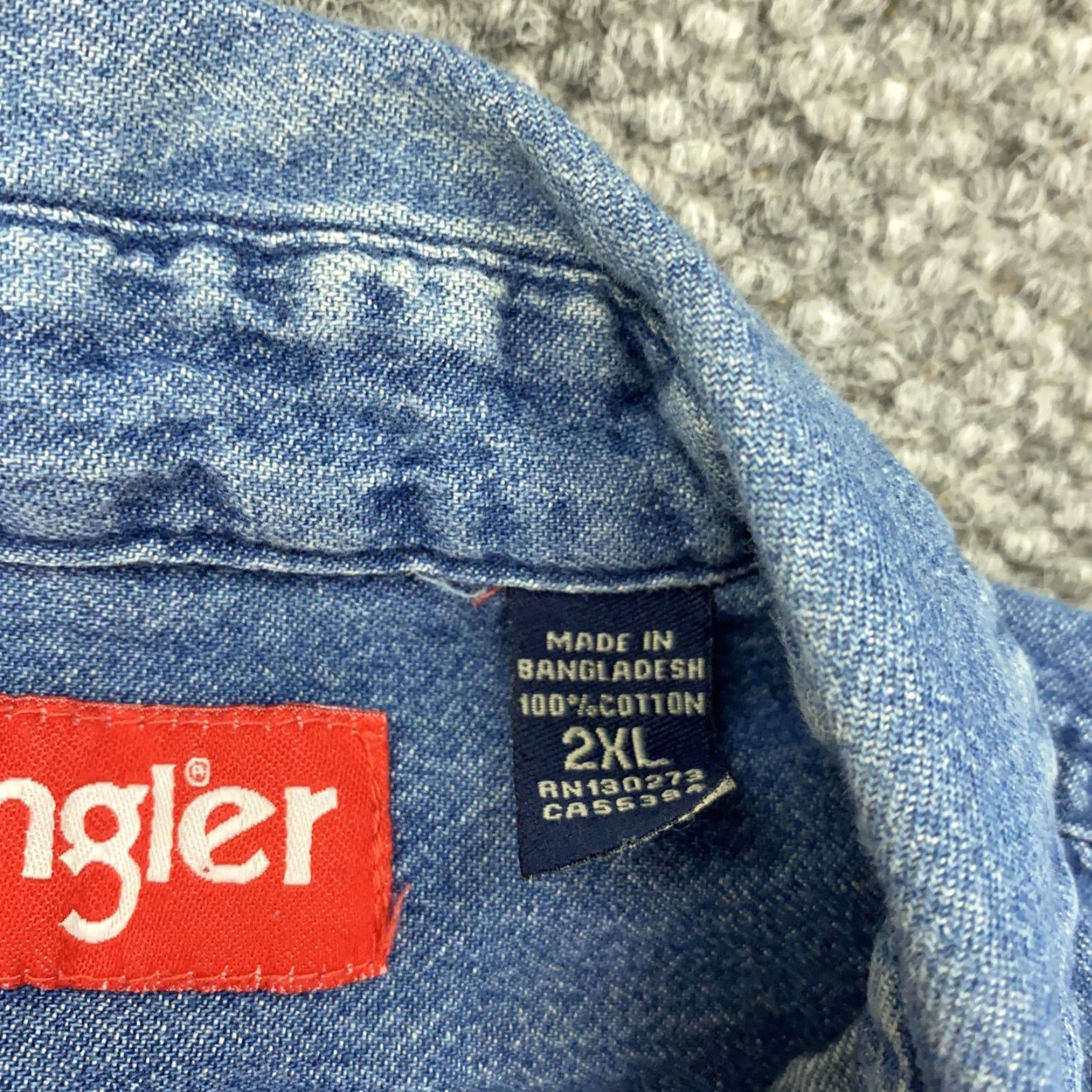 Wrangler Wrangler Shirt 2XL Blue Denim Western Long Sleeve Button-Up Casual Classic Pockets Mens Size US XXL / EU 58 / 5 - 6 Thumbnail