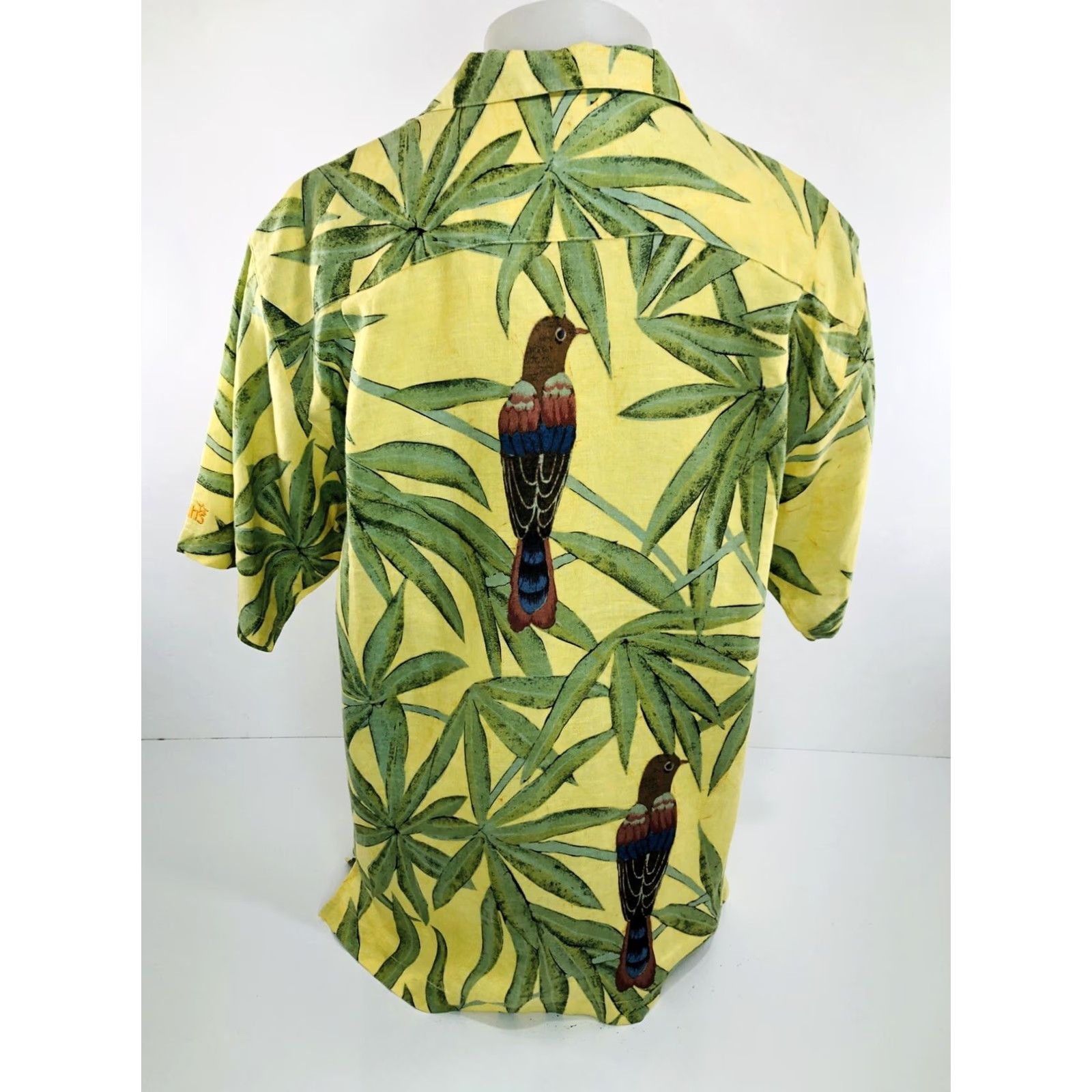 Tommy Bahama Tommy Bahama Parrots Hawaiian Linen Md Shirt - Embroidered Button-Up, Short Sleeve, Yellow, Men, M Size US M / EU 48-50 / 2 - 5 Thumbnail