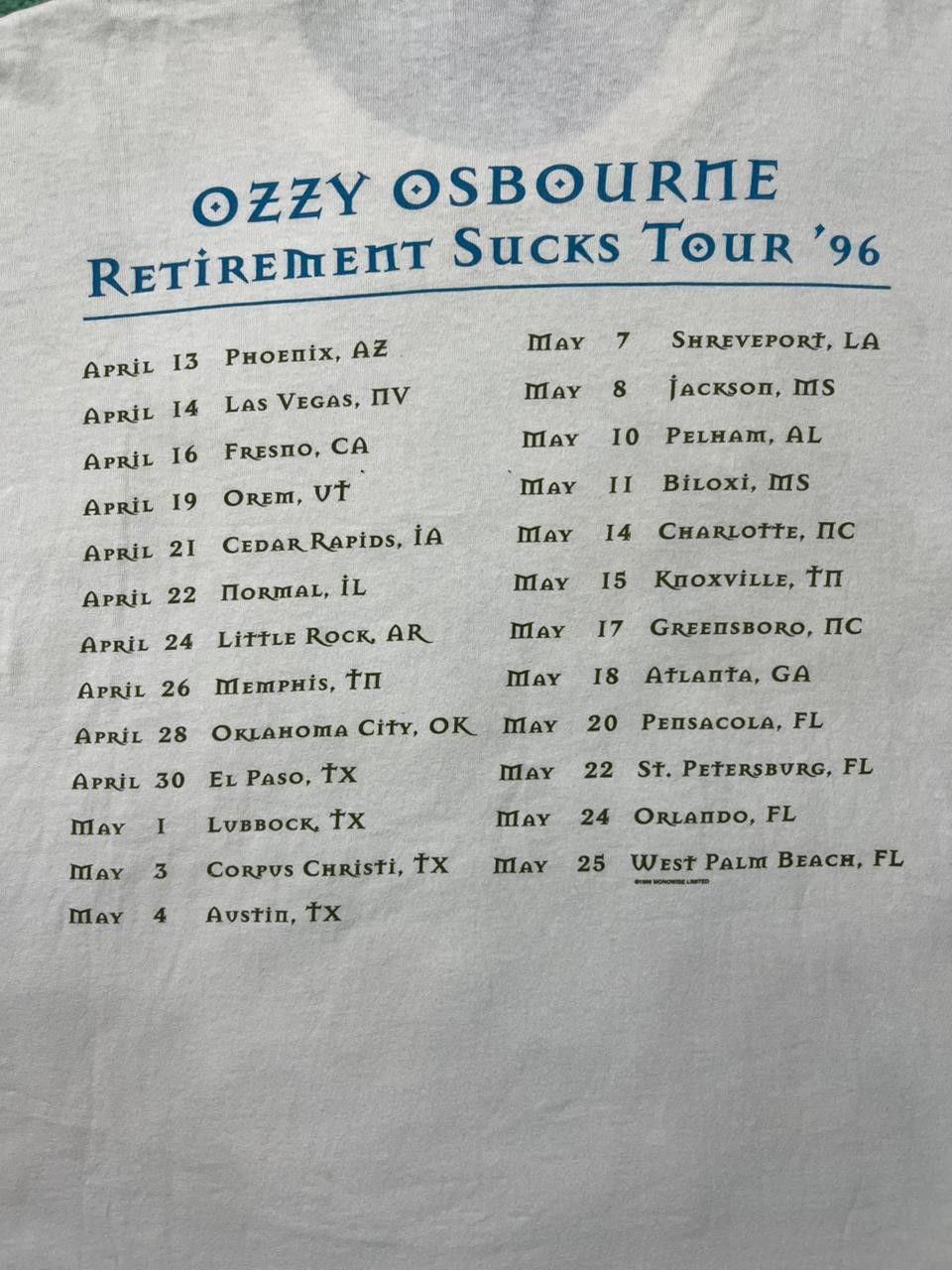 Band Tees Vintage Ozzy Osbourne Retirement Sucks Tour'96 Size US XL / EU 56 / 4 - 4 Thumbnail