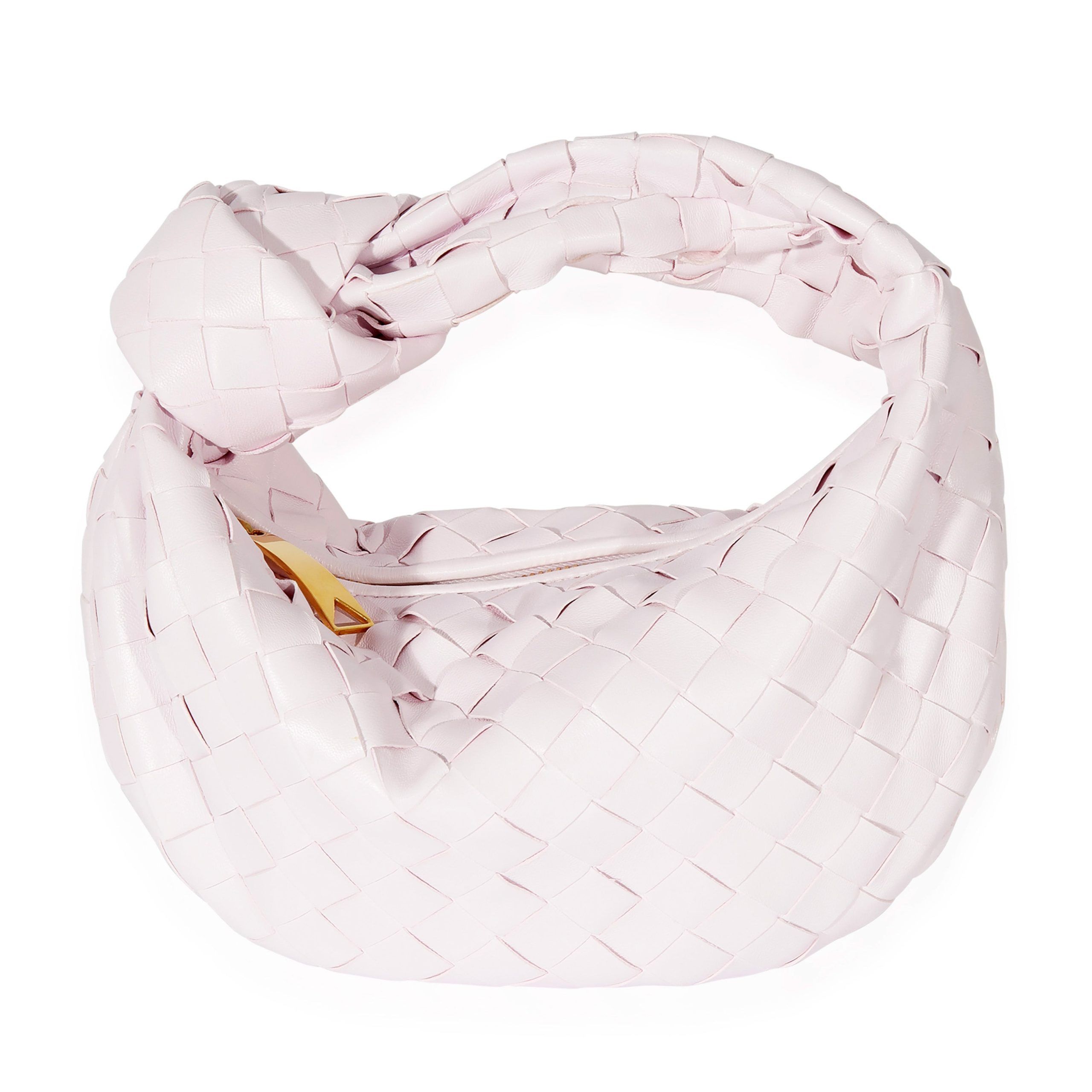 image of Bottega Veneta Bliss Washed Intrecciato Lambskin Mini Jodie in Pink, Women's