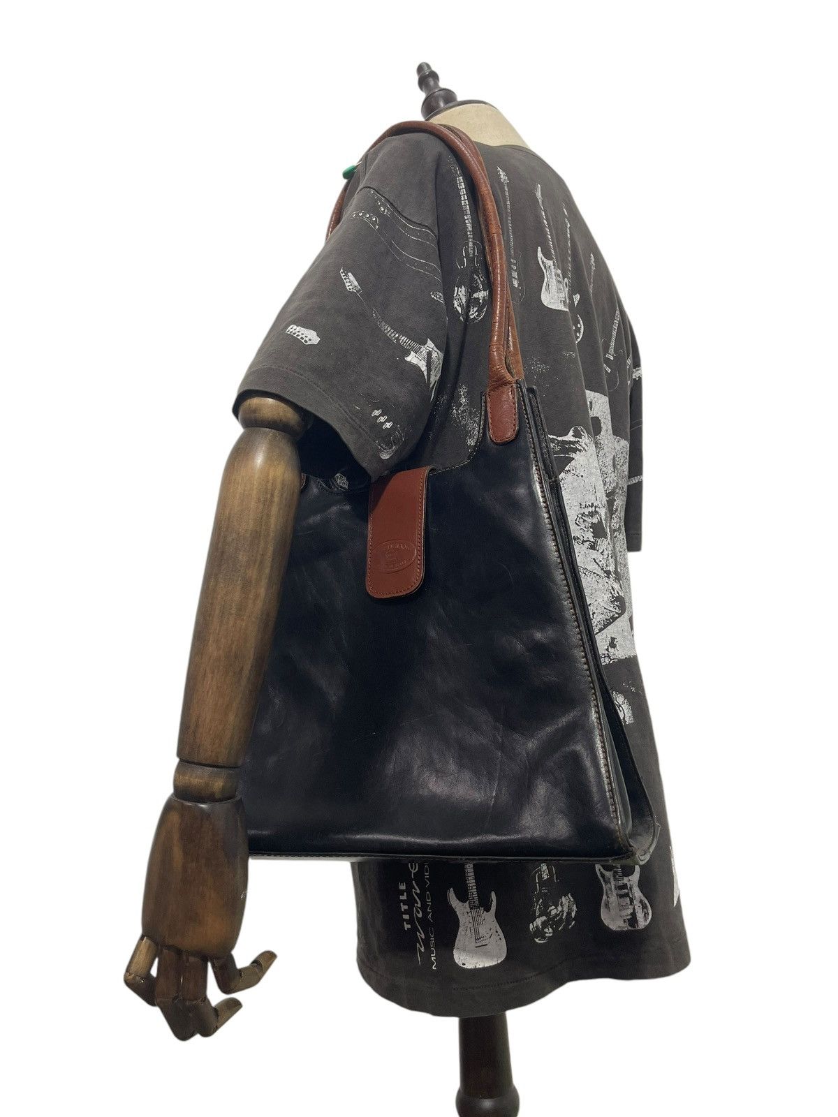 Genuine Leather Full Leather Vtg L’ Artigiano Italy Tote Shoulder Bag 9🟩 Size ONE SIZE - 2 Thumbnail