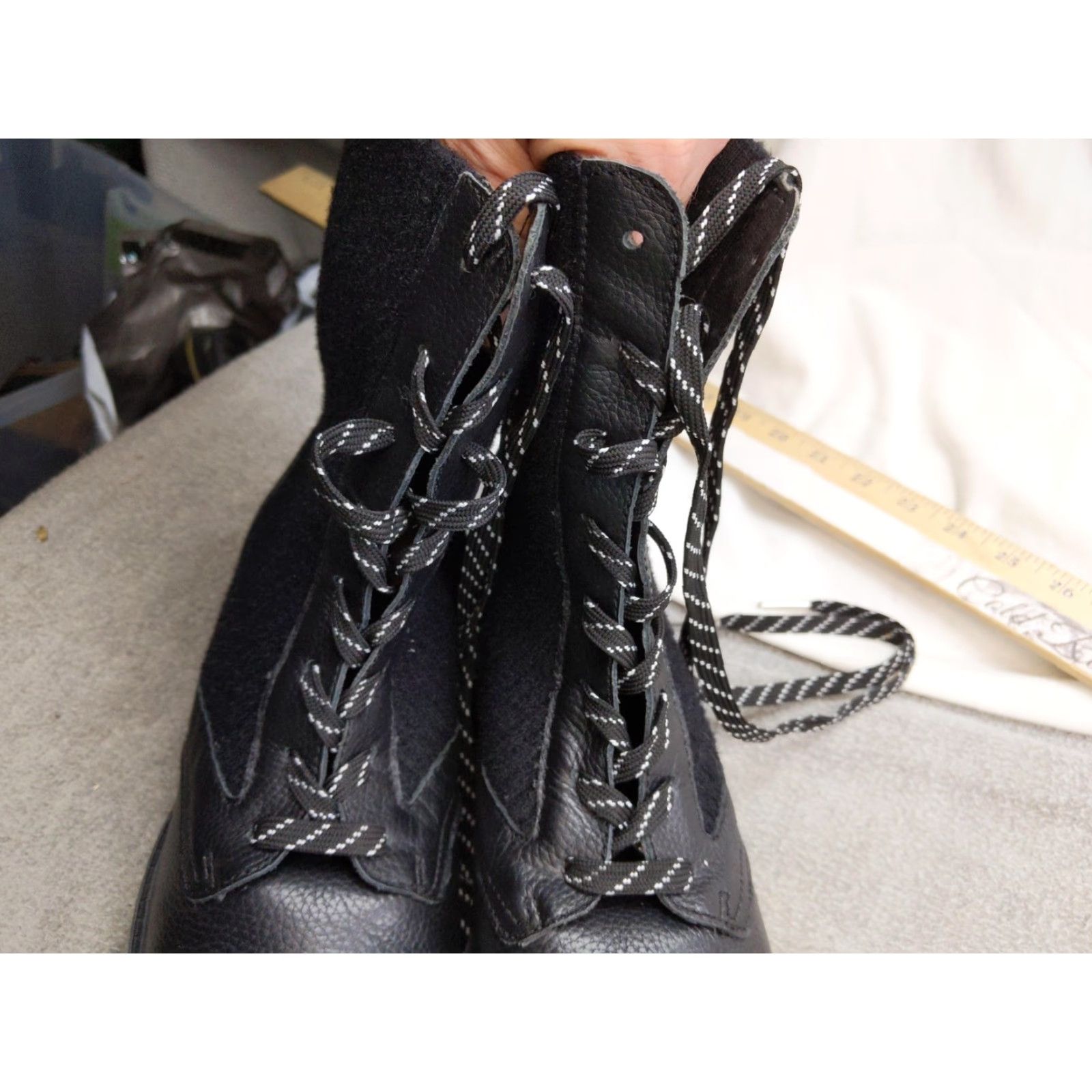 Splendid Splendid Scout Boots Womens 9.5 Black Leather Knit Combat Lace Up Size US 10 / IT 40 - 5 Thumbnail
