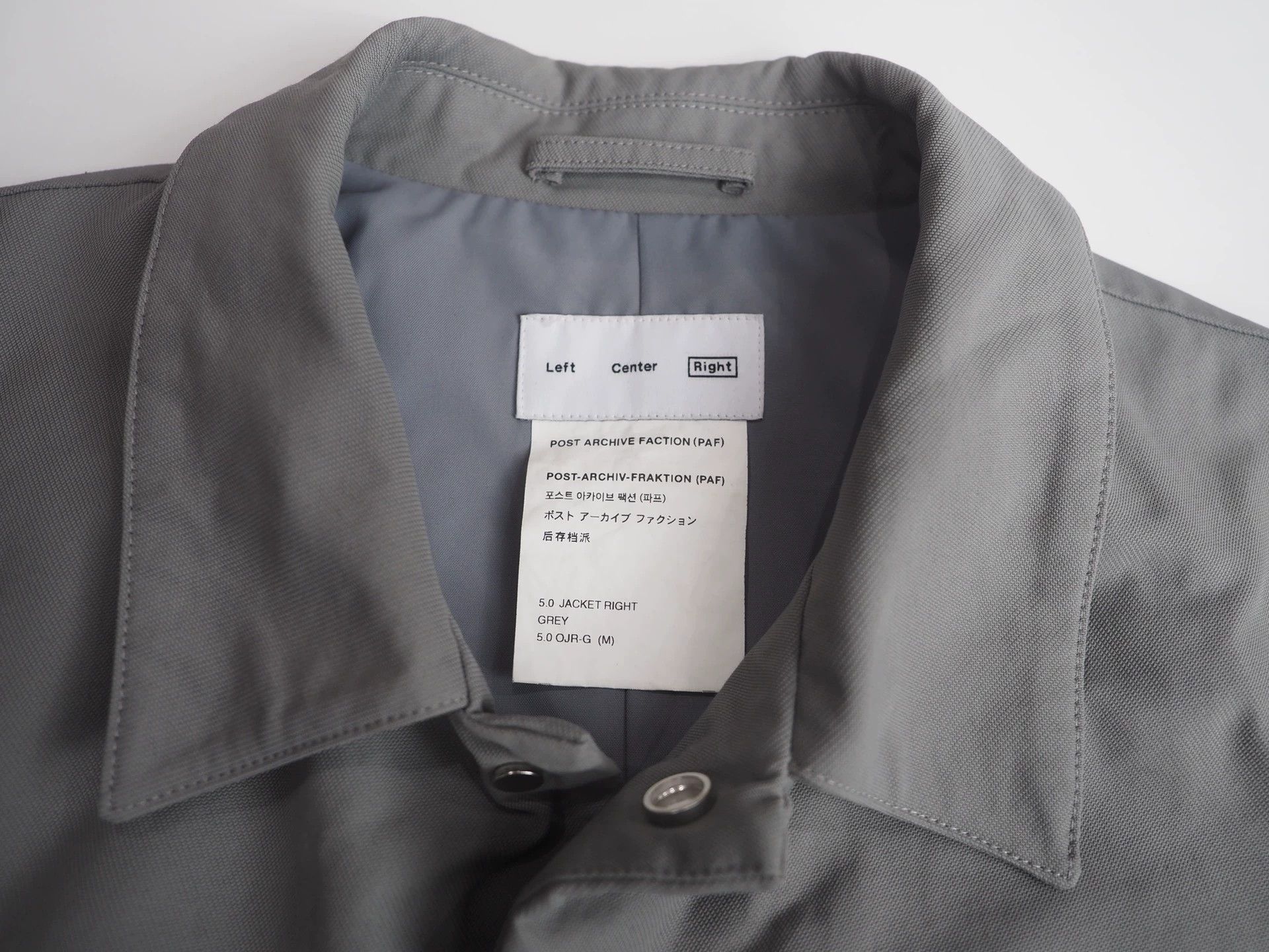 POST ARCHIVE FACTION (PAF) FW22 PAF 5.0 Jacket (Right-Grey) Size M Size US M / EU 48-50 / 2 - 3 Thumbnail