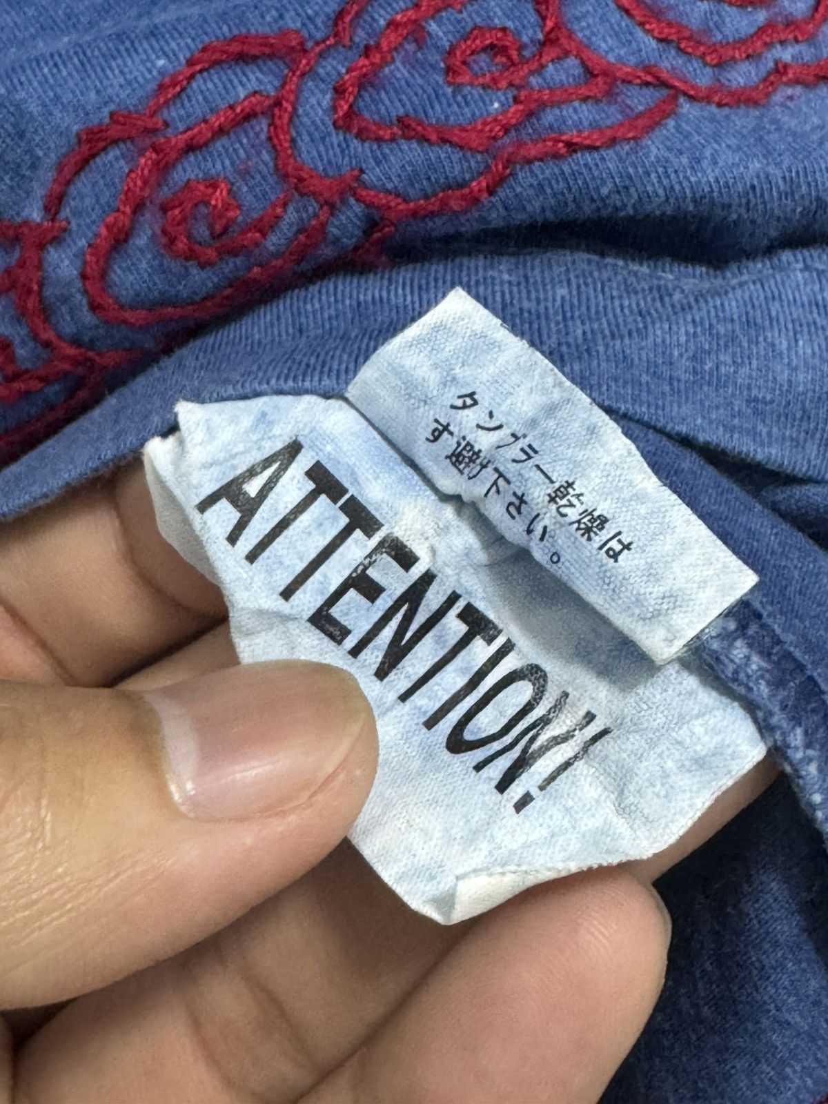 Japanese Brand BLUE WASHED DENIM KAIHARA KOJIMA EMBROIDERY GAIJIN MADE TEE Size US S / EU 44-46 / 1 - 7 Thumbnail