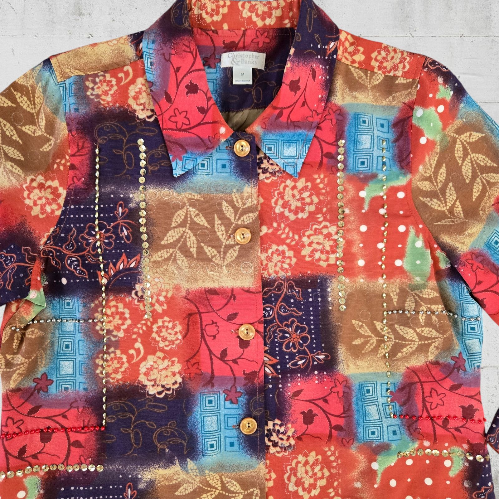 Other Floral Sequin Embroidered Colorful Jacket Size Medium Size M / US 6-8 / IT 42-44 - 3 Thumbnail