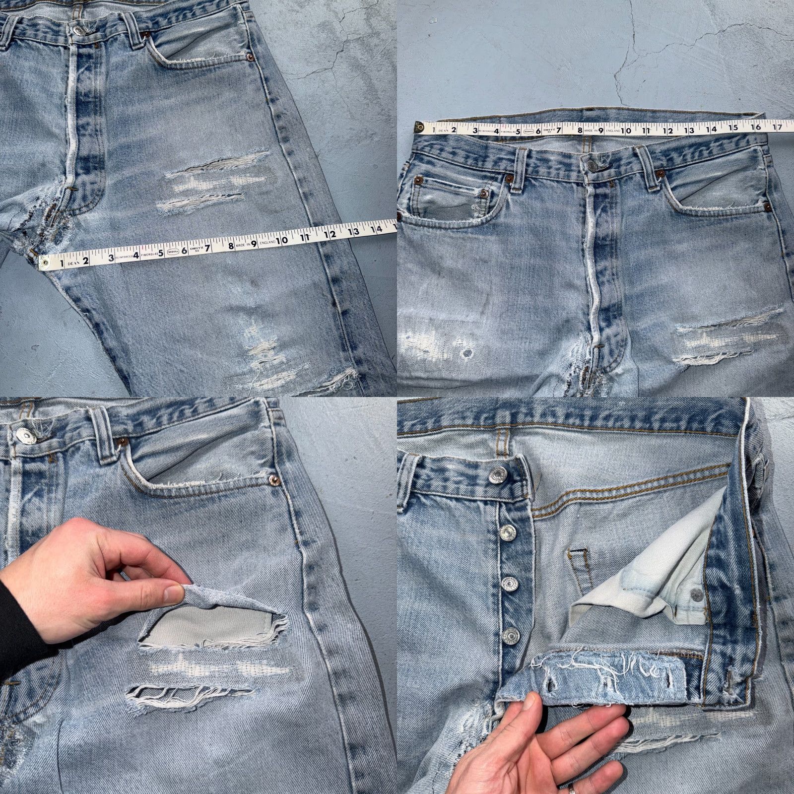Levi's Levi's 501 Jeans Vintage 80s USA Light Wash Distressed 33 New Never-Used? 501 Model 80s Theme Mens Jeans Size US 33 - 8 Thumbnail