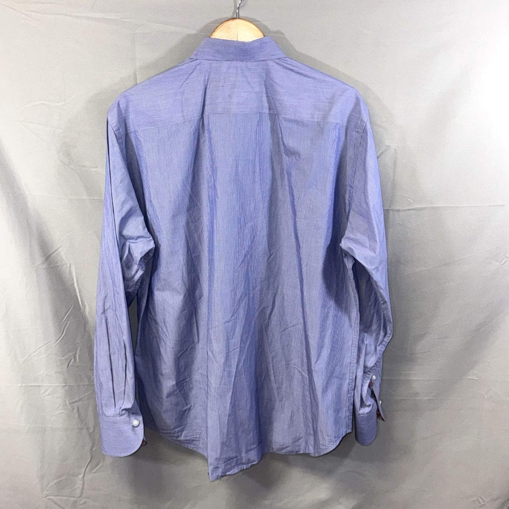 Robert Graham VINTAGE Robert Graham Shirt Mens XL Blue Pinstripe Contrast Paisley Cuffs Long Sleeve Size US XL / EU 56 / 4 - 2 Thumbnail