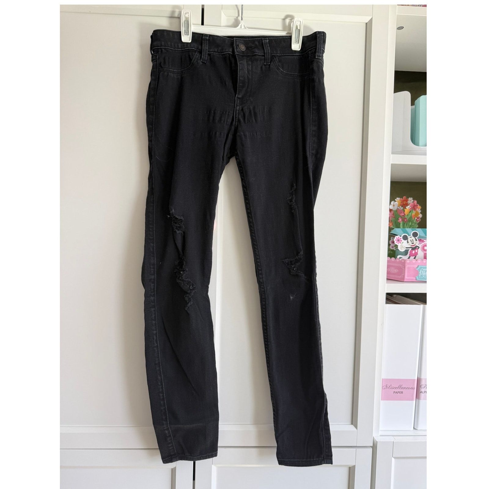 Hollister Hollister Low Rise Jeans Black Distressed Women 5 - D023 Size 27" / US 4 / IT 40 - 2 Thumbnail