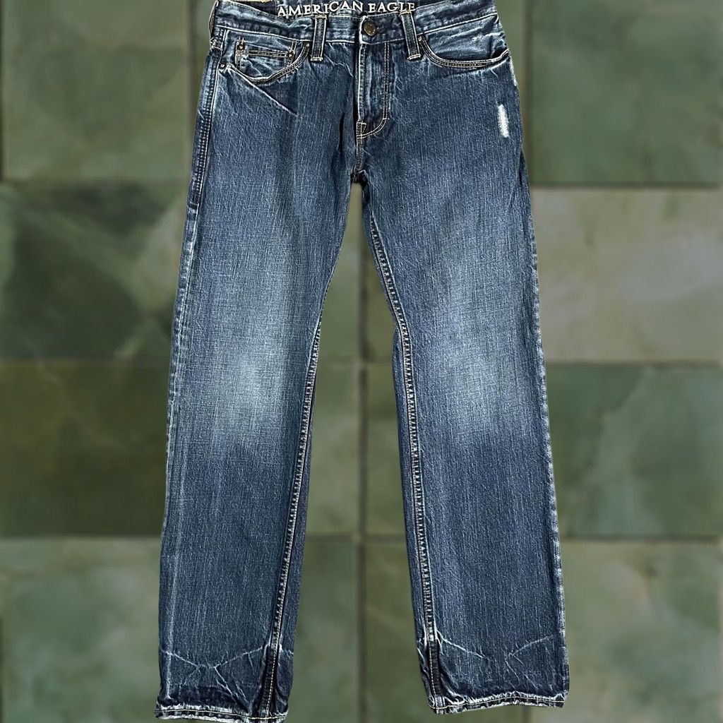 American Eagle Outfitters American Eagle Jeans Mens 30x30 Blue Straight Leg Distressed Denim 30in Regular Waist 30in Hong Kong Black? Size US 30 / EU 46 - 1 Thumbnail