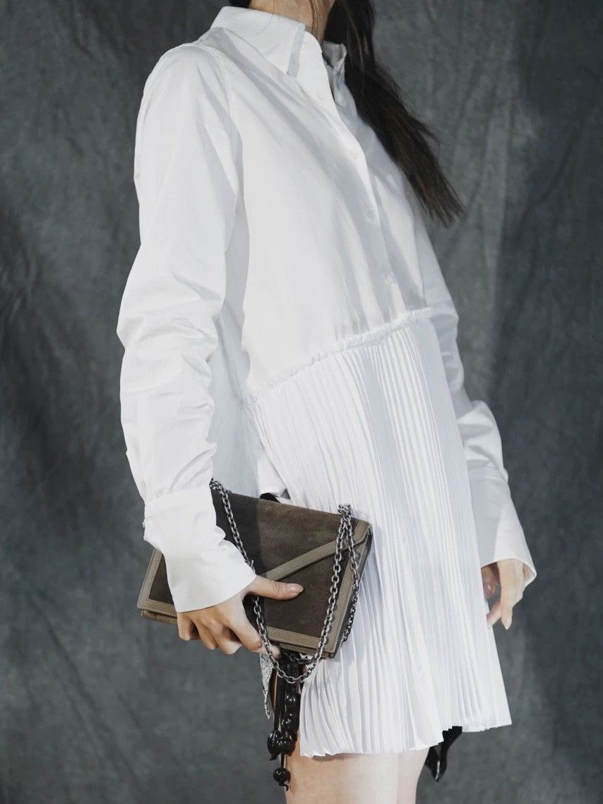 Tommy Hilfiger TOME Women's White Pleated Collar Shirt DressesUS4 Size S / US 4 / IT 40 - 5 Thumbnail
