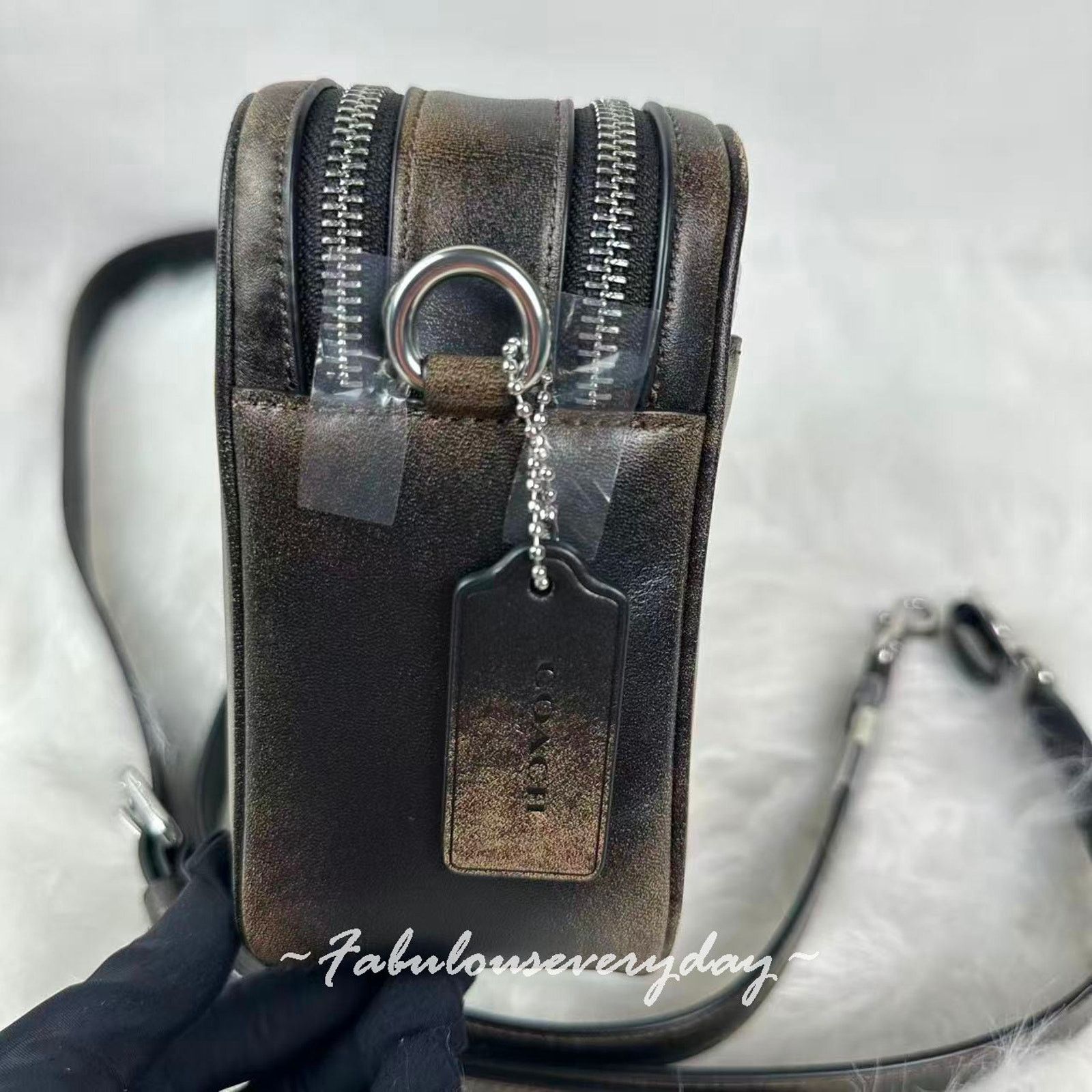 Coach Coach Carey Crossbody Bag Loved Leather Silver/Black Brown Size ONE SIZE - 2 Thumbnail