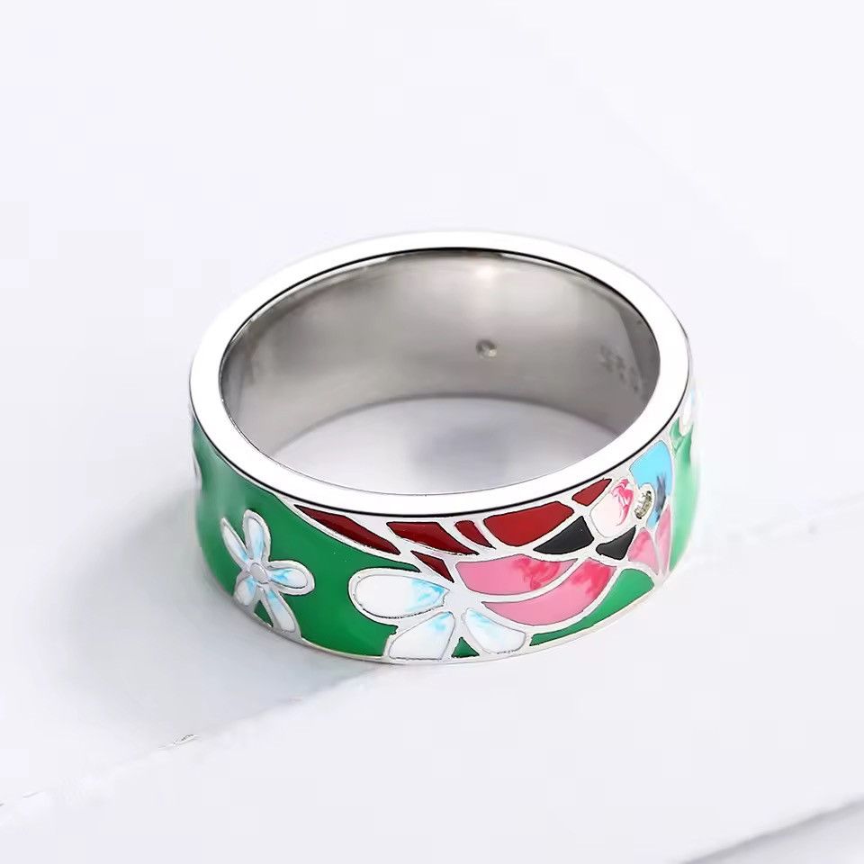 Jewelry Enamel Art Ring size 6-10 Size ONE SIZE - 3 Thumbnail