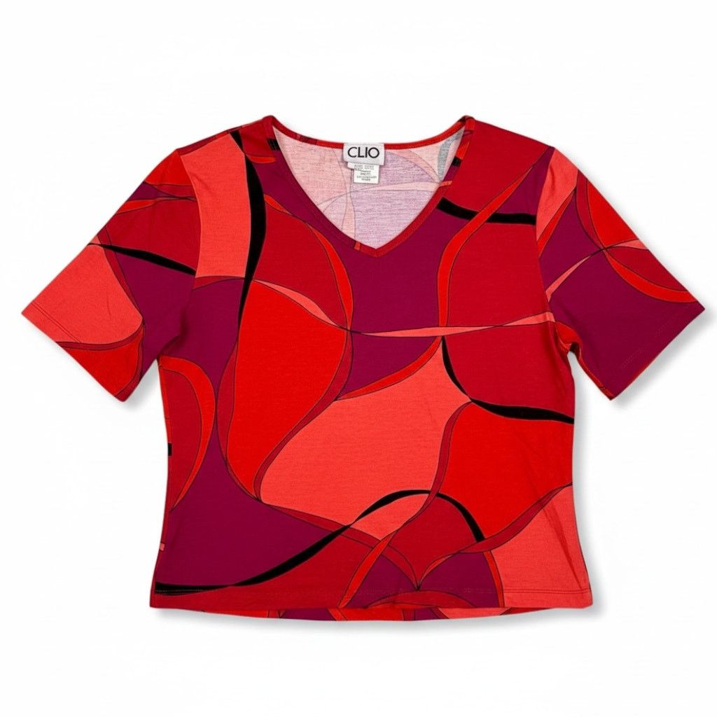 Other Vintage Clio Brand Made In USA Women’s Med Abstract Blouse Size M / US 6-8 / IT 42-44 - 1 Thumbnail