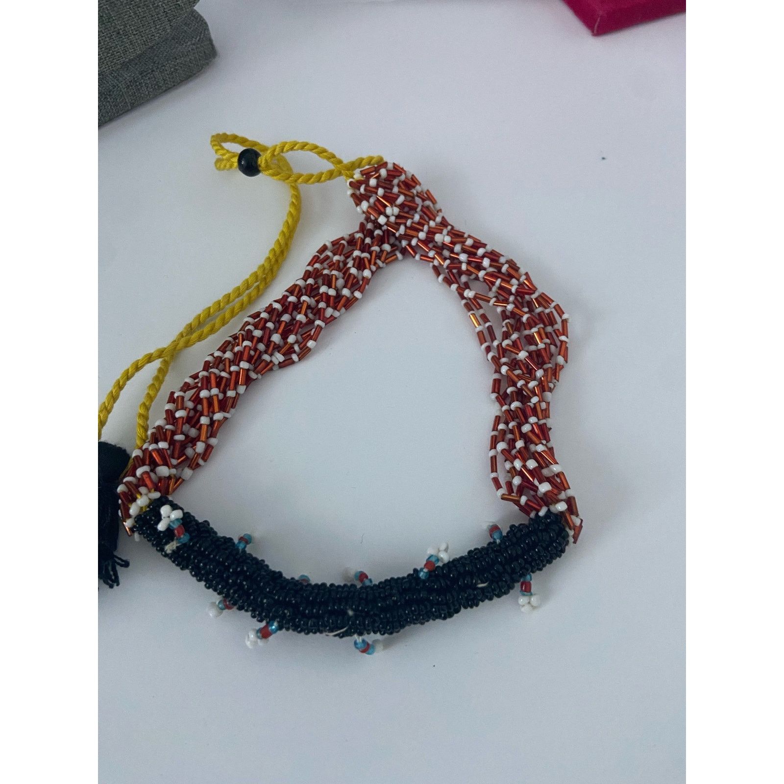 Handmade red black and white bead necklace Size ONE SIZE - 4 Thumbnail