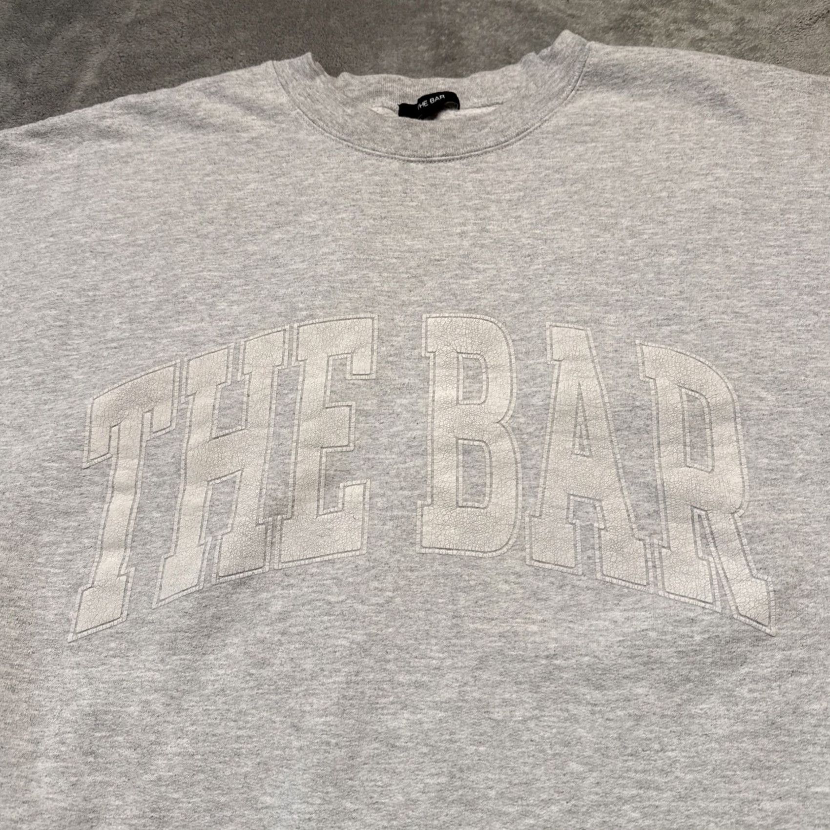 Vintage the bar Women Sweatshirt X-Large Varsity Gray Crew Neck Pullover Graphic Print University Activewear Size XL / US 12-14 / IT 48-50 - 2 Thumbnail