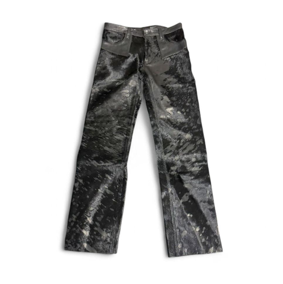 Japanese Brand Black Uneven Furry / Hair-On Hide Leather Pants Size US 32 / EU 48 - 1 Thumbnail