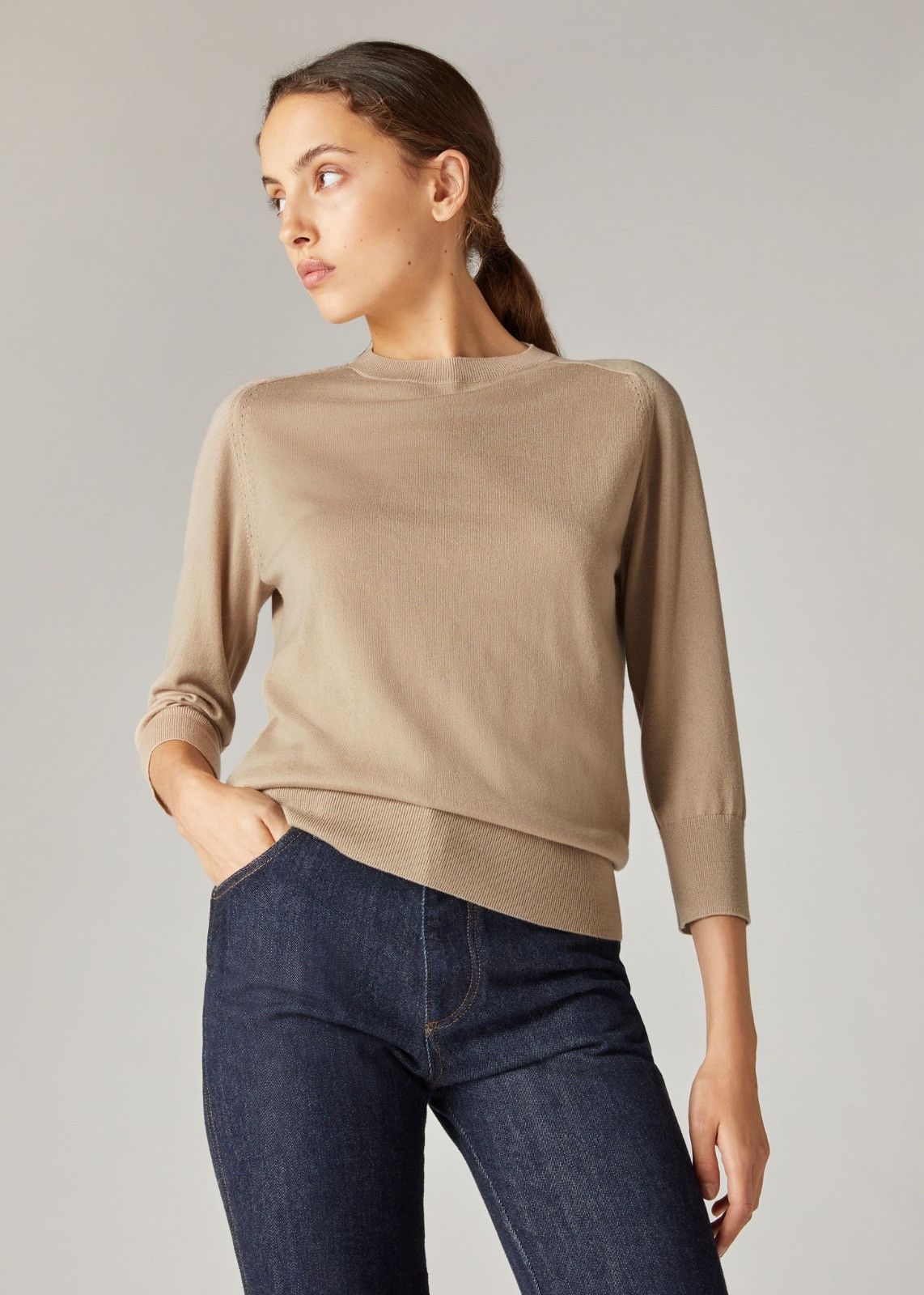 Loro Piana o1srvl11e1224 Neo Piuma Crewneck Sweater in Beige Size L / US 10 / IT 46 - 2 Thumbnail