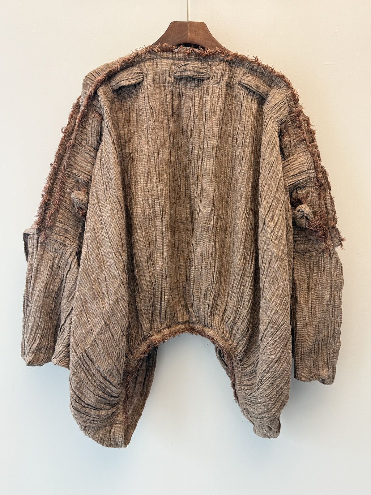 Issey Miyake × Vintage Linen Drawstring Pleated Coat from the 1980s Size XL / US 12-14 / IT 48-50 - 2 Thumbnail