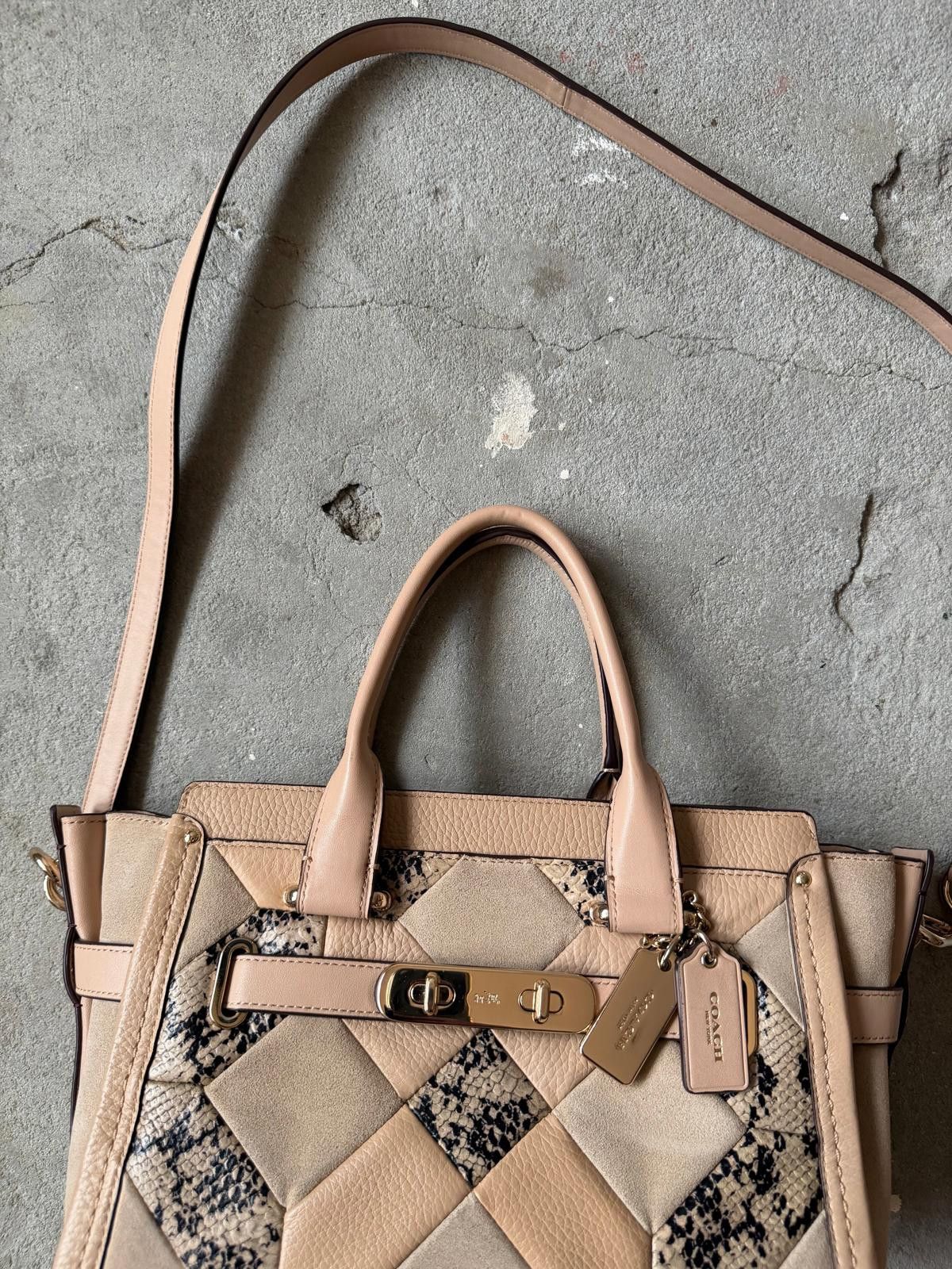 Coach Coach 2Way Swagger Embossed Patchwork Shoulder Bag Beige Size ONE SIZE - 4 Thumbnail