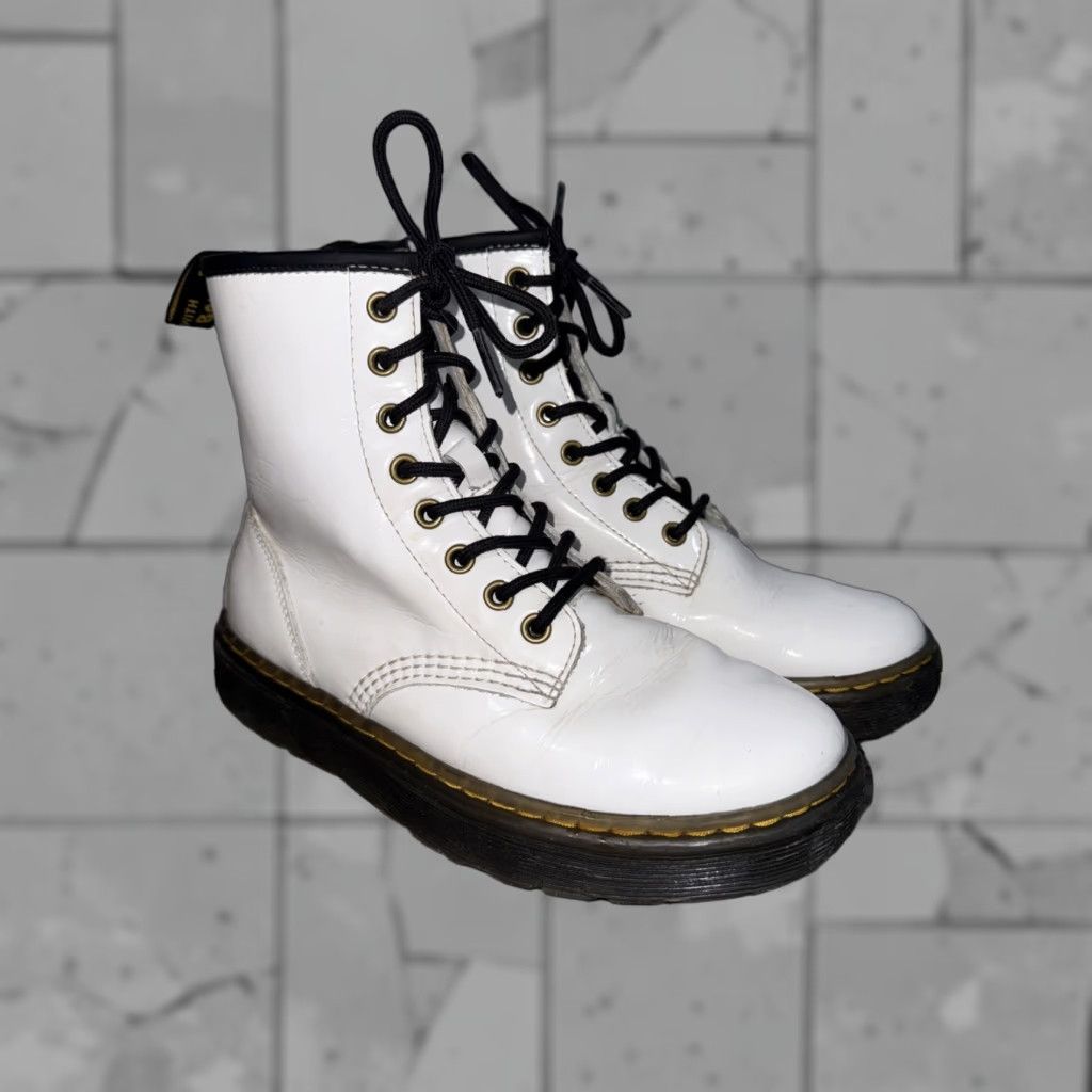 Dr. Martens Dr. Martens Boots Zavala White Leather Air Wair Combat Womens Mens 7 6 Size US 7 / IT 37 - 1 Thumbnail