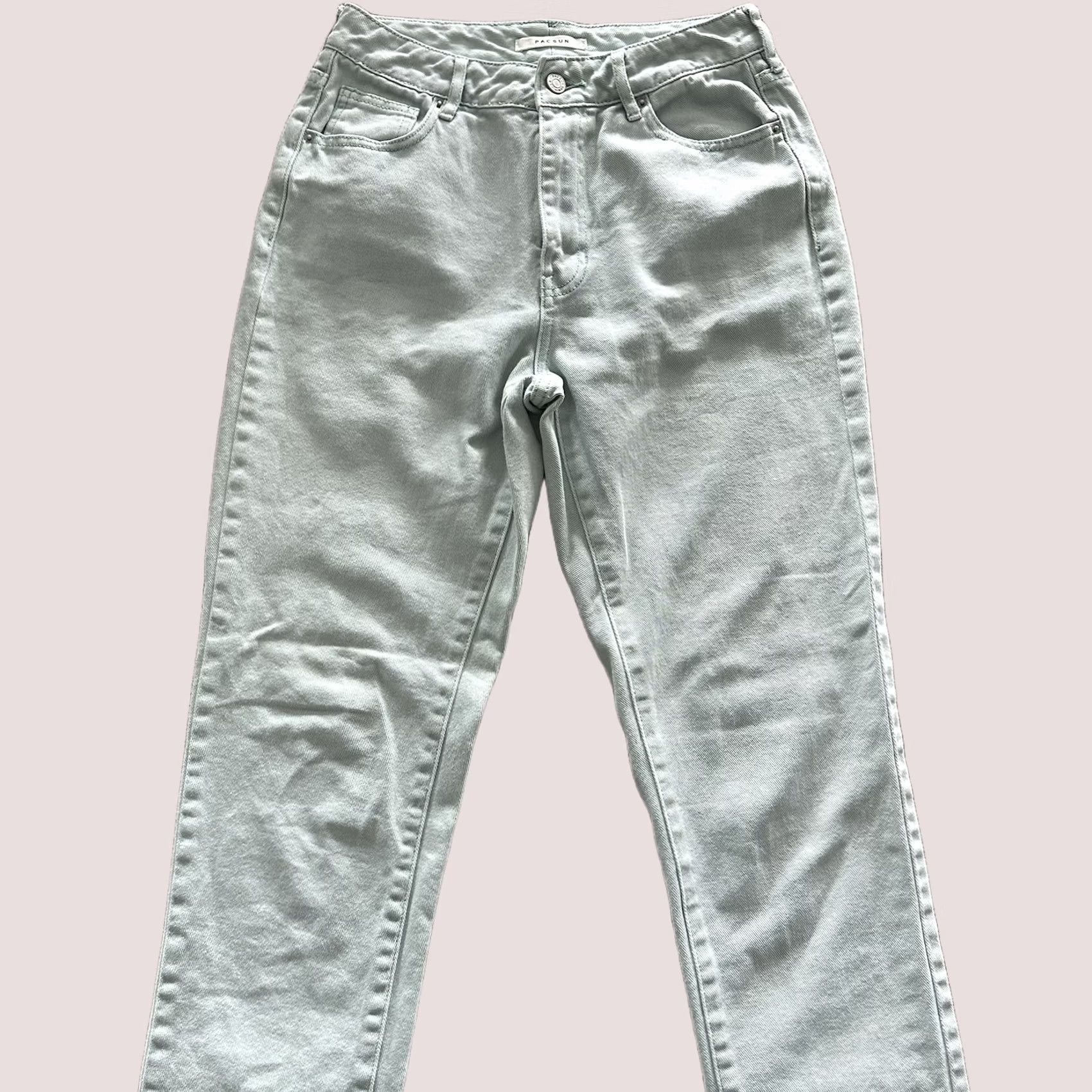 Pacsun Pacsun Jeans Women’s 26x28 High Rise Mom Mint Green Cotton Denim Relaxed Taper Size 26" / US 2 / IT 38 - 1 Thumbnail