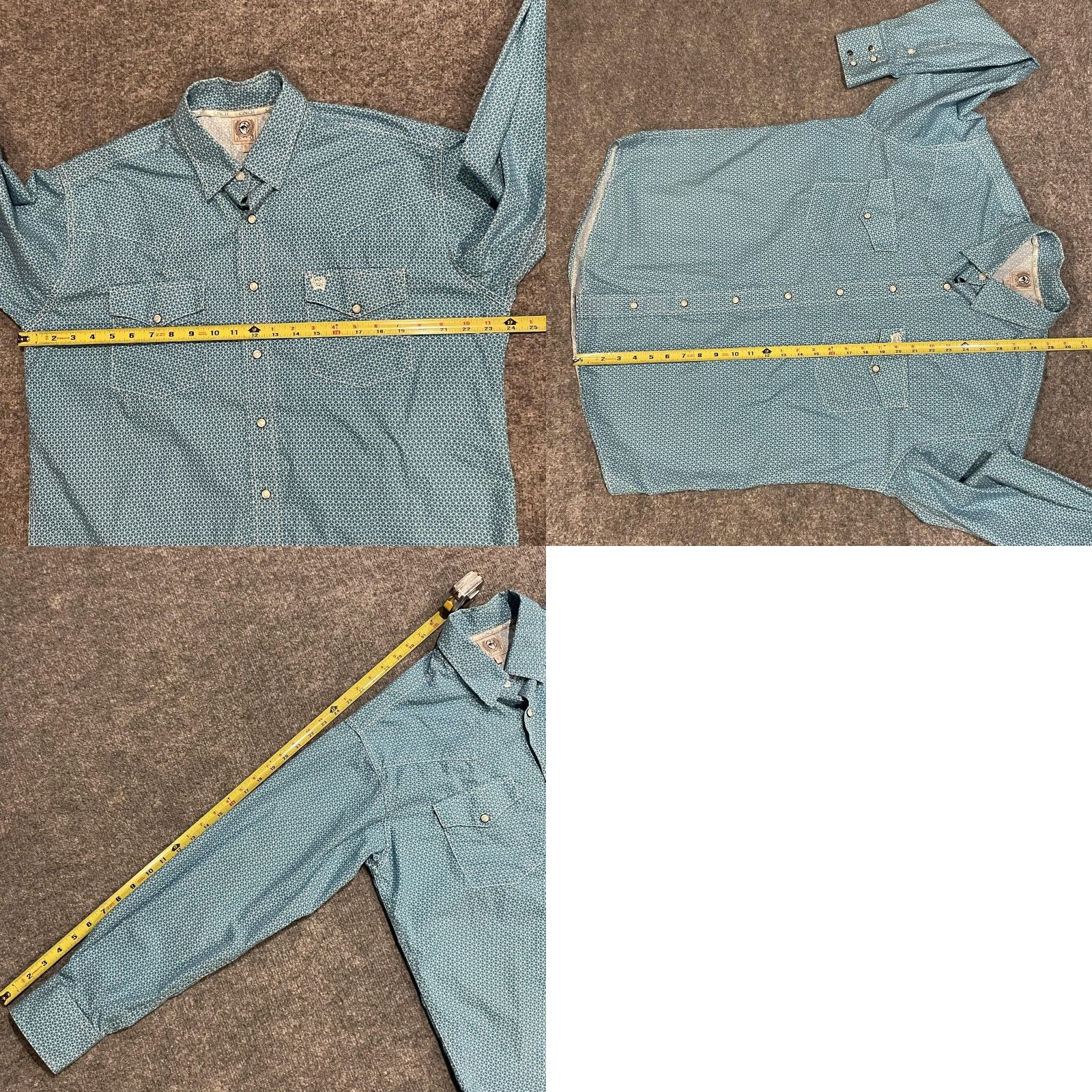 Vintage Cinch Shirt Geometric Blue Western Long Sleeve Mens S Snap Front Button-Up Embroidered Pockets Size US S / EU 44-46 / 1 - 8 Thumbnail