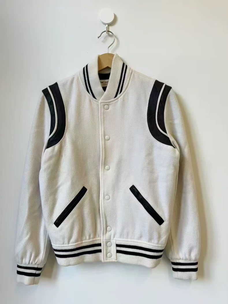 Saint Laurent Paris Saint Laurent Paris White Varsity Jacket Size US L / EU 52-54 / 3 - 1 Thumbnail