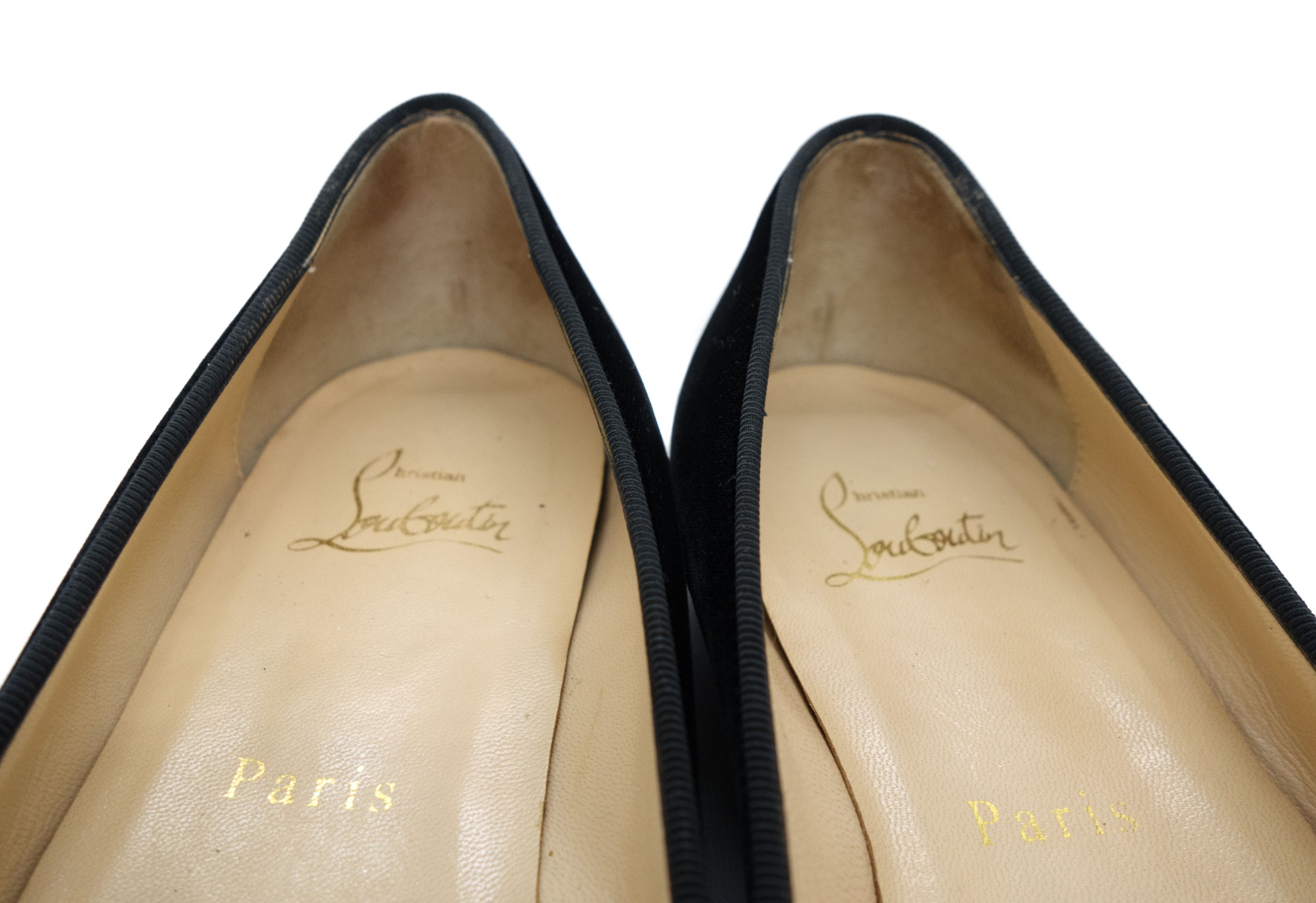 Christian Louboutin Сristacora Crystal Heart Embellishment Velvet Flats Size US 6 / IT 36 - 9 Thumbnail