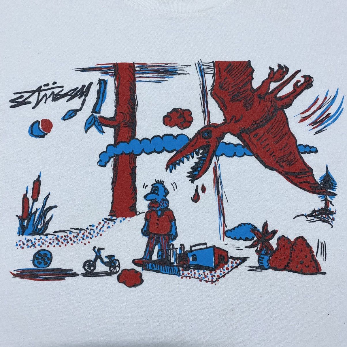 Stussy × Vintage Rare‼️🔥Vintage Stussy X Gary Panter Cartoon Painter T-Shirt Size US S / EU 44-46 / 1 - 7 Thumbnail