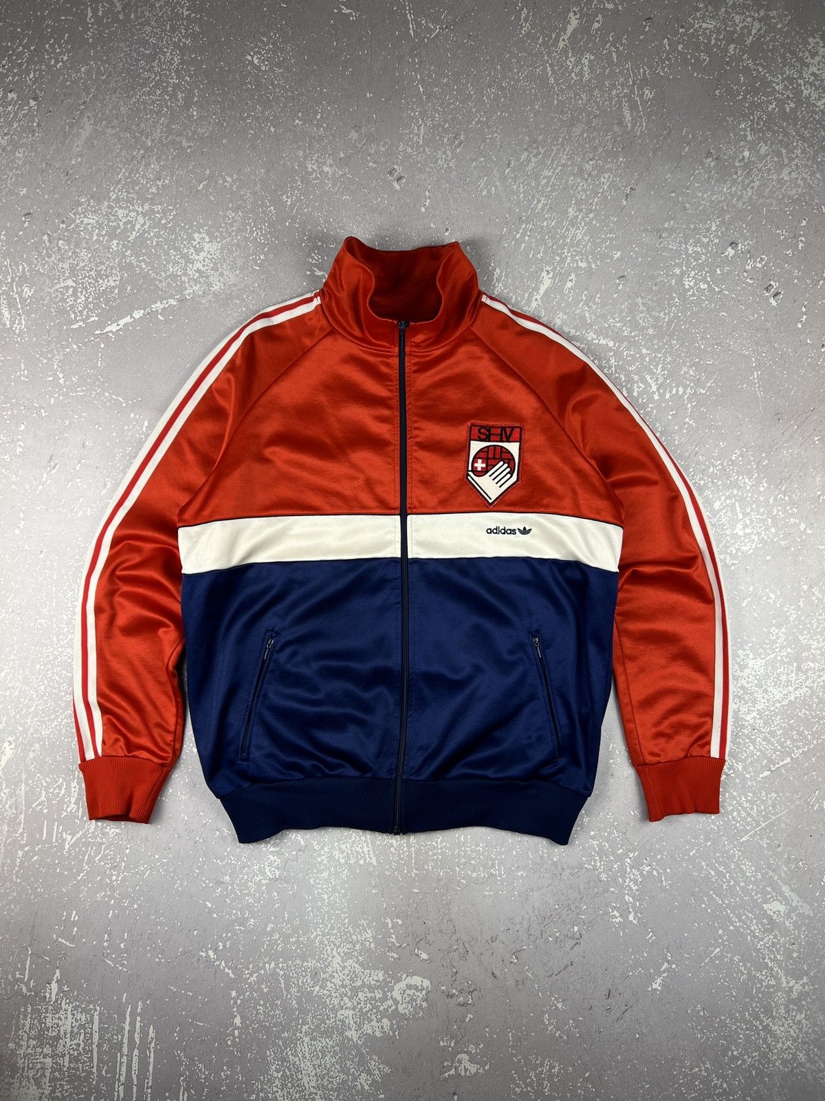 Adidas RARE 80s 90s Adidas Switzerland Track Jacket West Germany Size US L / EU 52-54 / 3 - 1 Thumbnail