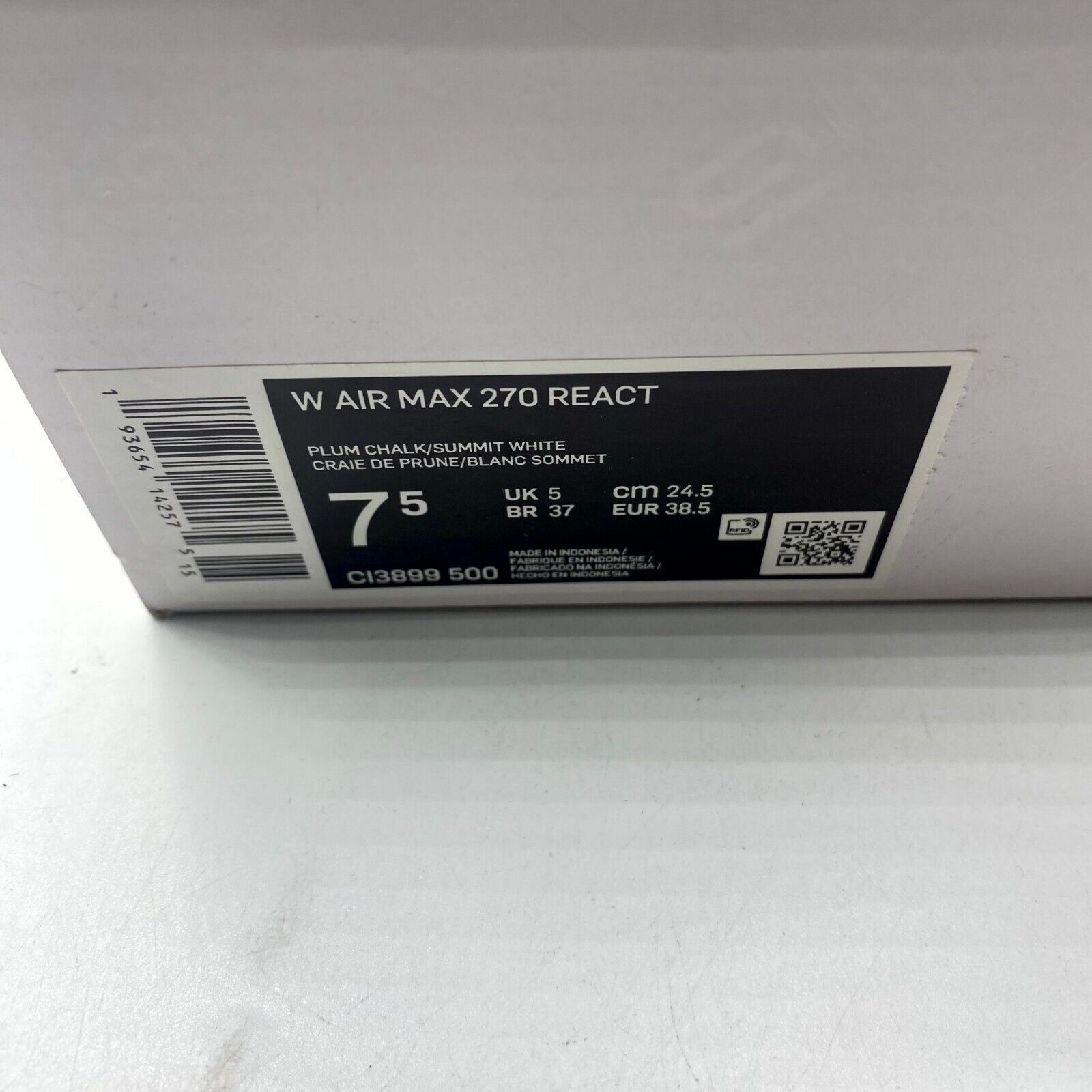 Nike Nike Air Max 270 React Plum Chalk CI3899-500 Women's 7.5 New Size US 7.5 / IT 37.5 - 9 Thumbnail