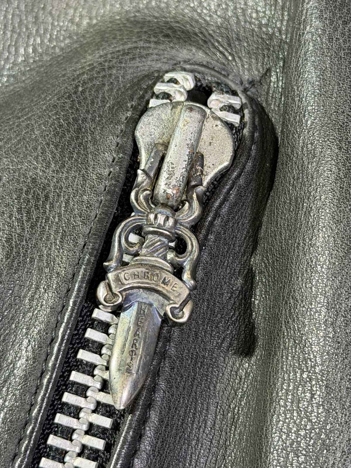 Chrome Hearts RARE! VINTAGE FIRST DAGGER PULL LEATHER JACKET Size US L / EU 52-54 / 3 - 8 Thumbnail