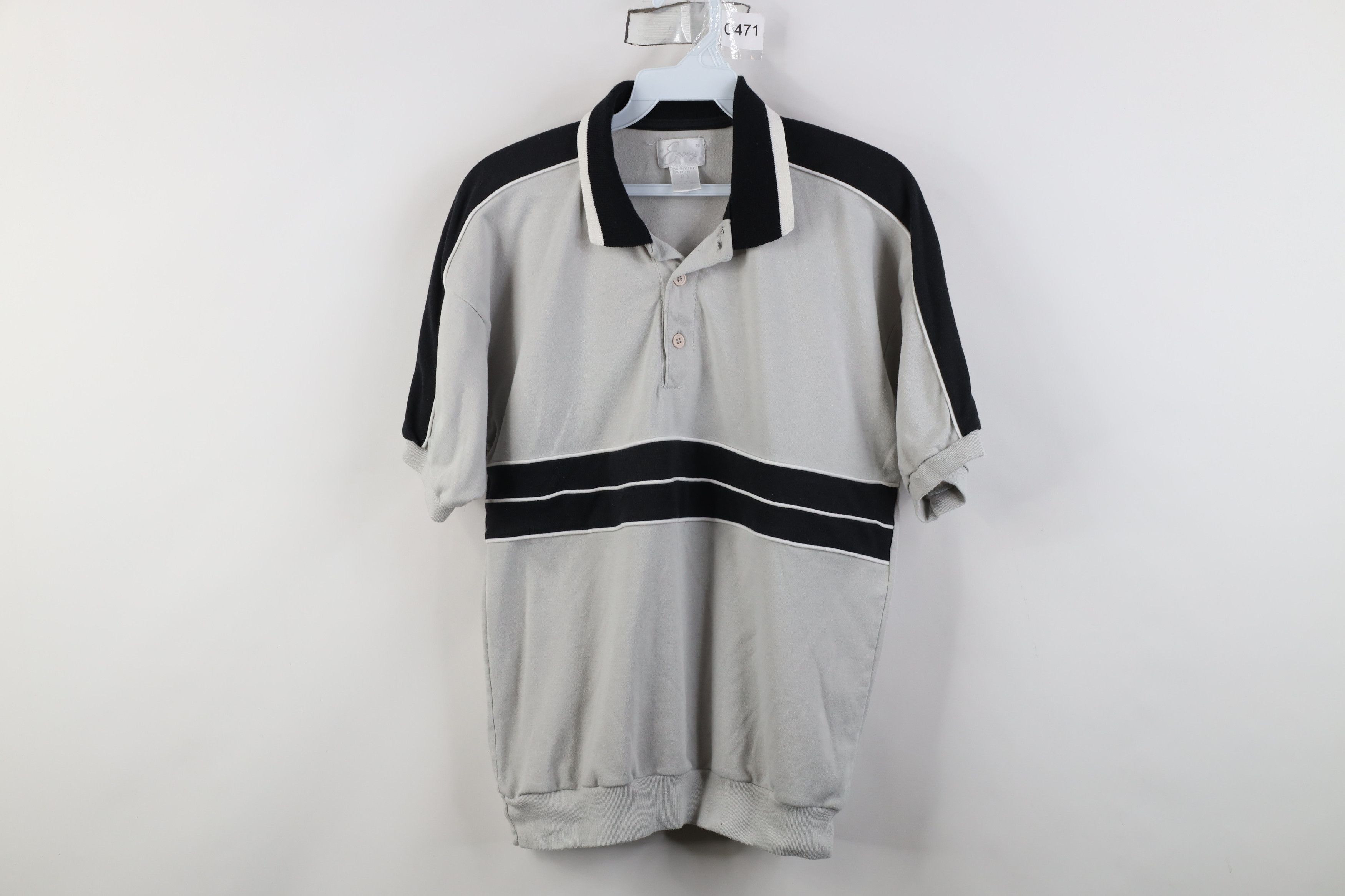 Vintage Vintage 90s Streetwear Striped Pullover Polo Shirt Gray Size L / US 10 / IT 46 - 1 Thumbnail