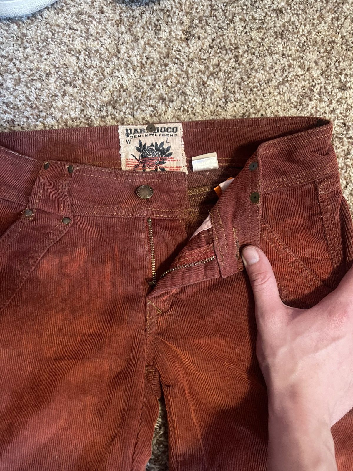 Parasuco Parasuco Orange Corduroy Flared Pants Size 29" - 6 Thumbnail