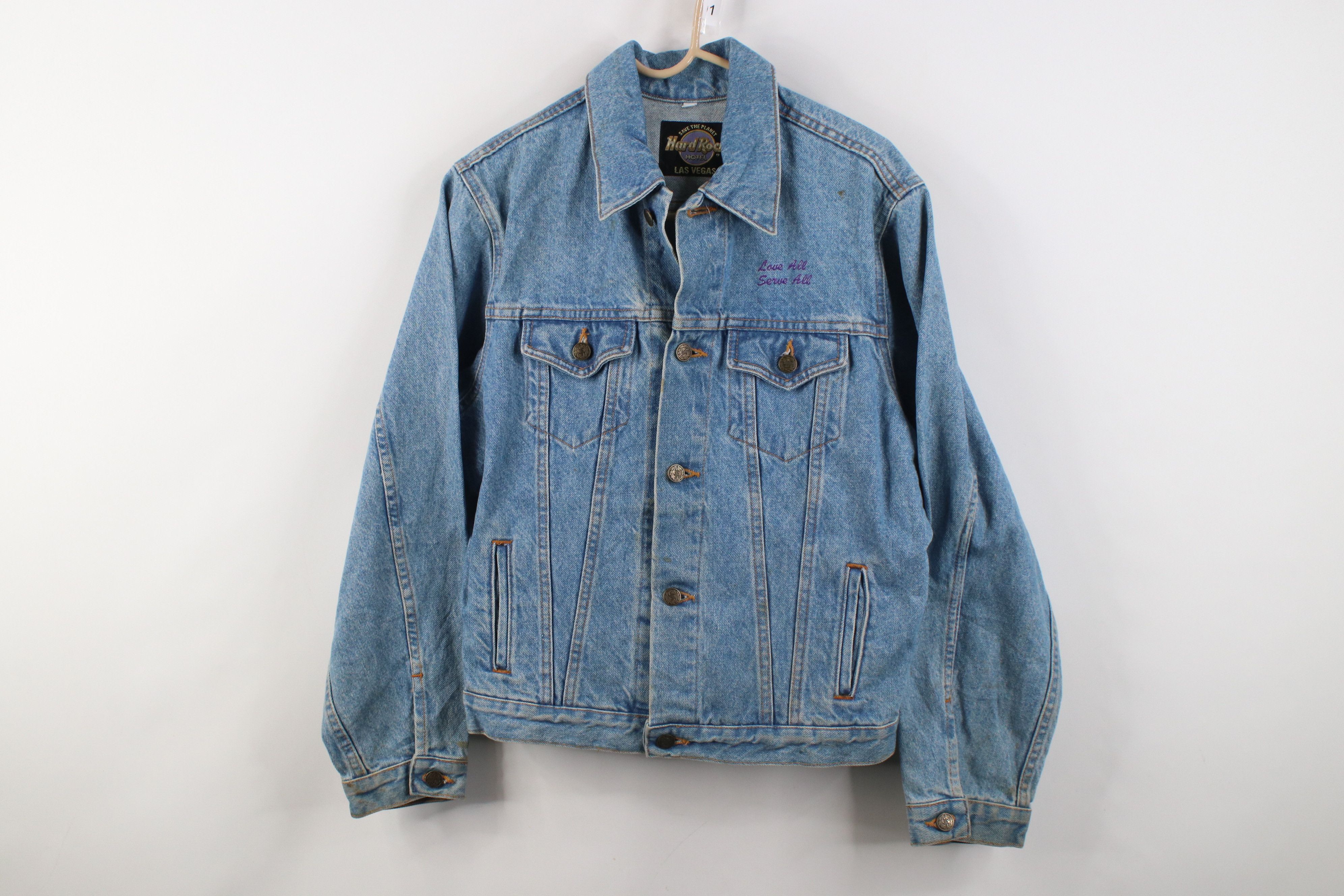 Hard Rock Cafe Vintage 90s Hard Rock Cafe Las Vegas Denim Trucker Jacket Size L / US 10 / IT 46 - 2 Thumbnail