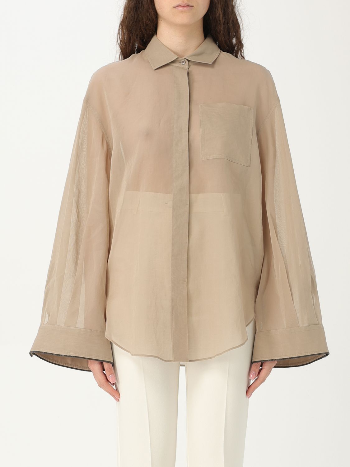 image of Brunello Cucinelli Shirt Woman Sand, Women's (Size XL)