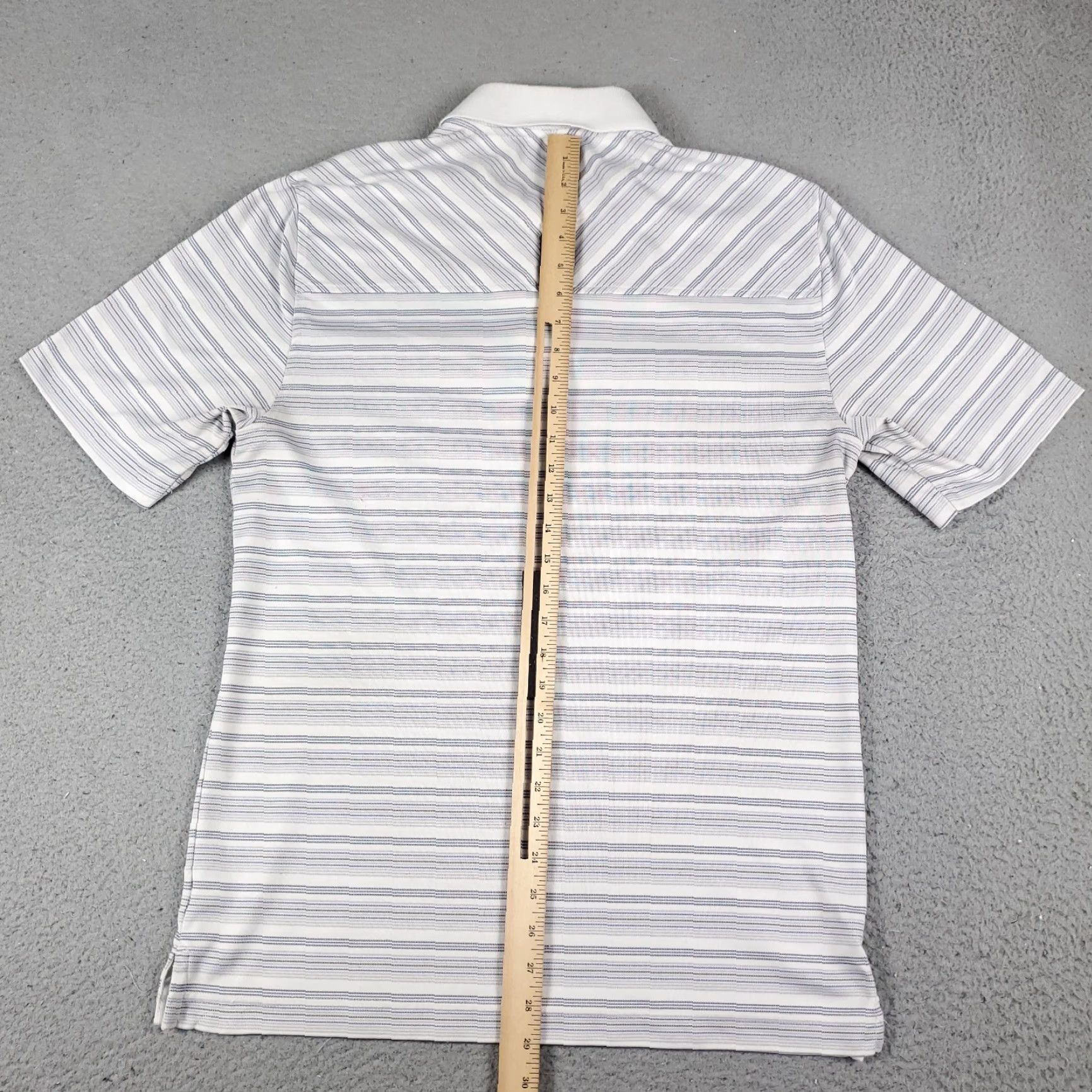 Vintage Greg Norman Shirt Mens Medium Gray Striped Shark Short Sleeve STAINED Size US M / EU 48-50 / 2 - 5 Thumbnail