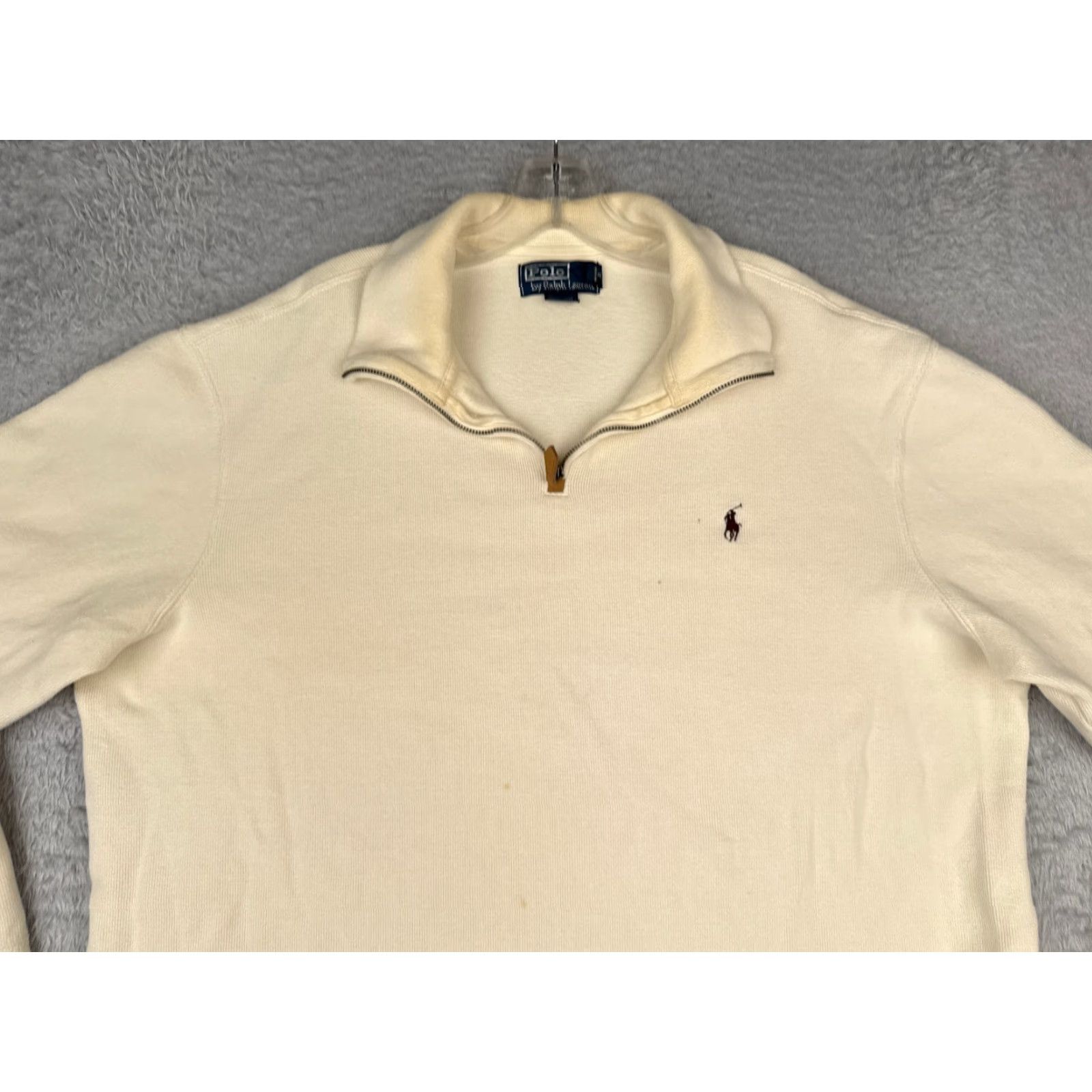Ralph Lauren VINTAGE Ralph Lauren Polo Sweater Adult 2XL Ivory 1/4 Zip Mock Neck Casual Pullover Mens Golf, Sports, American Size US XXL / EU 58 / 5 - 4 Thumbnail