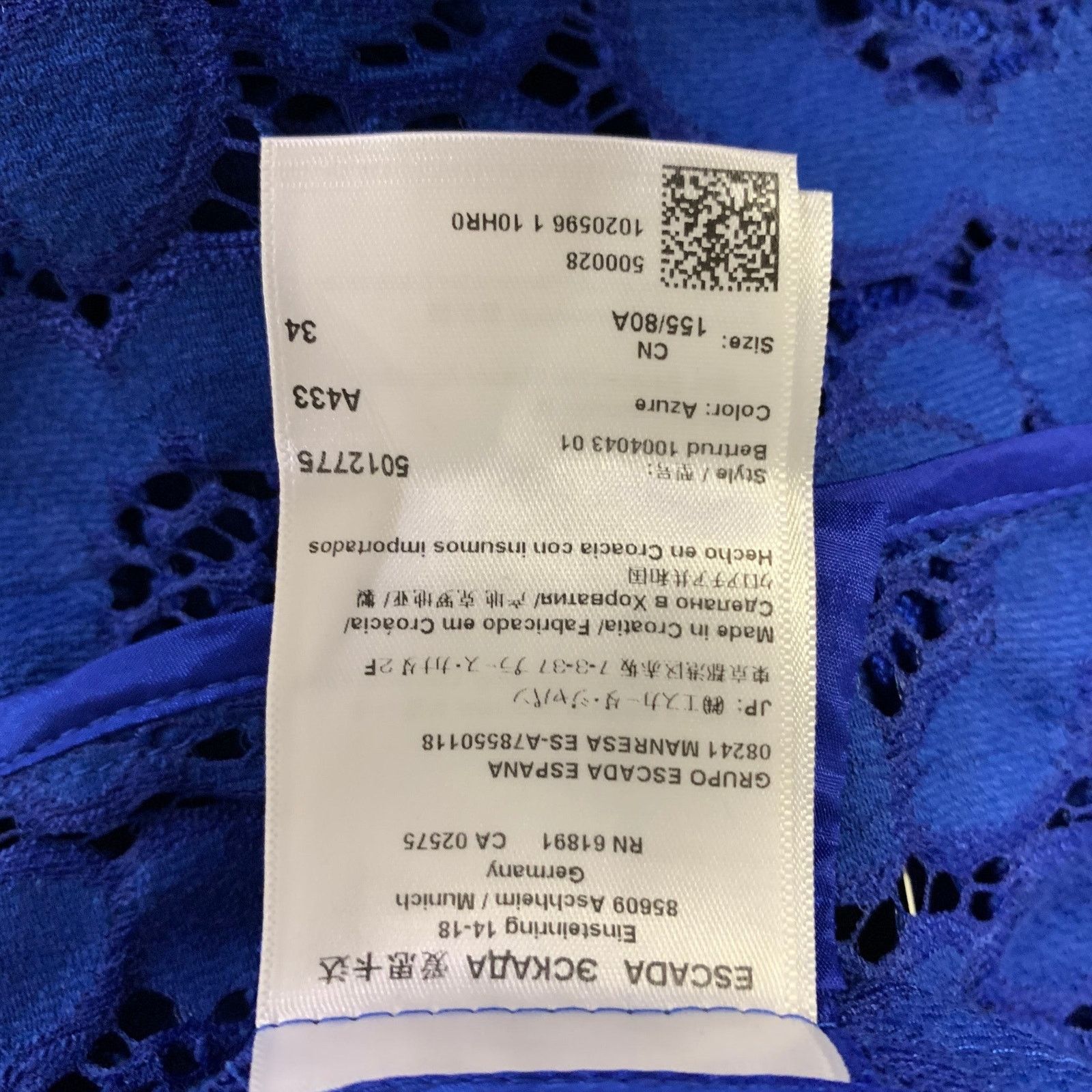 Escada ESCADA Size 4 Blue Polyamid Baumwolle Floral Jacket Size US 4 / IT 34 - 6 Thumbnail