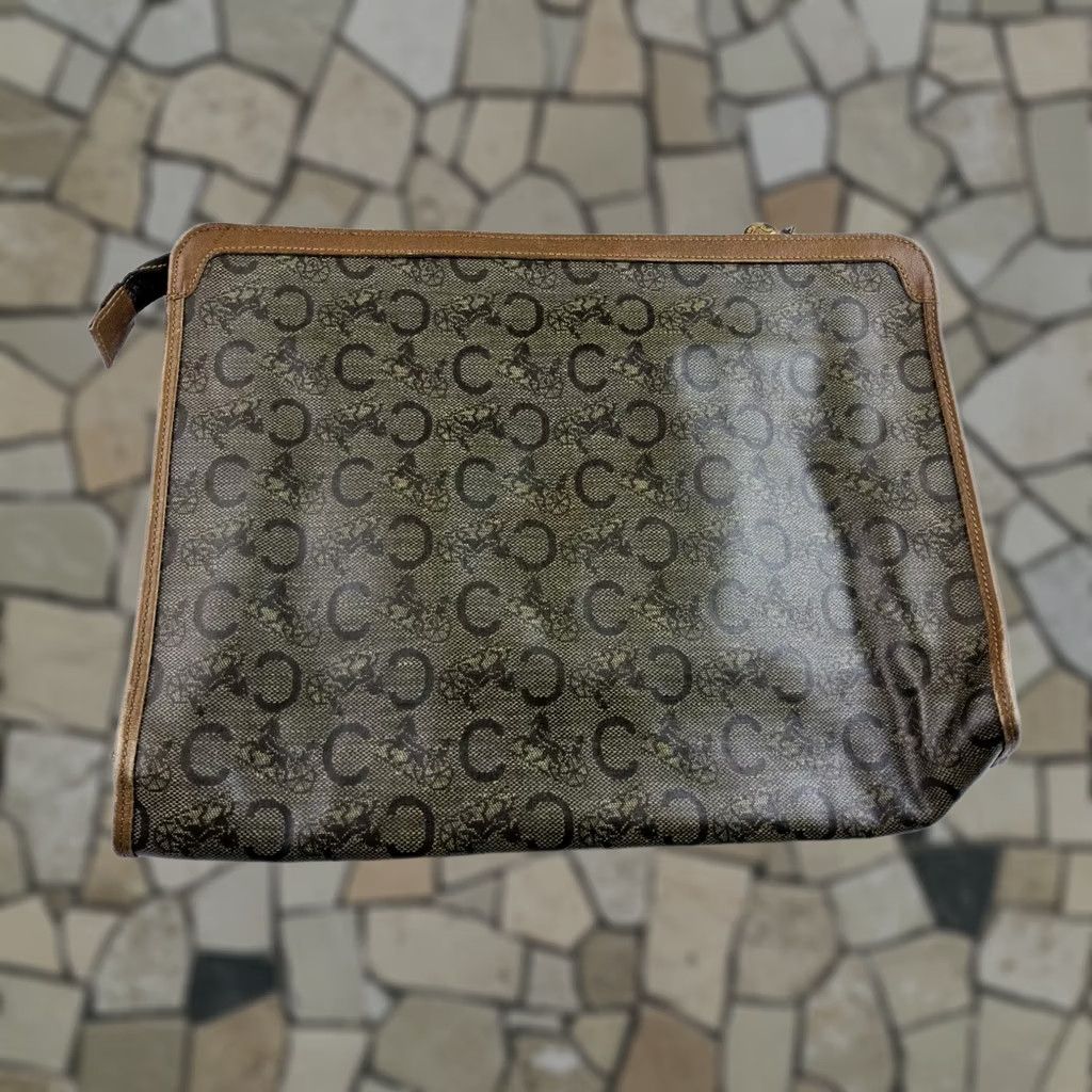 Celine VINTAGE CELINE Diffusion Signature Pouch Clutch Purse Bag Womens Brown Paris PVC Size ONE SIZE - 1 Thumbnail